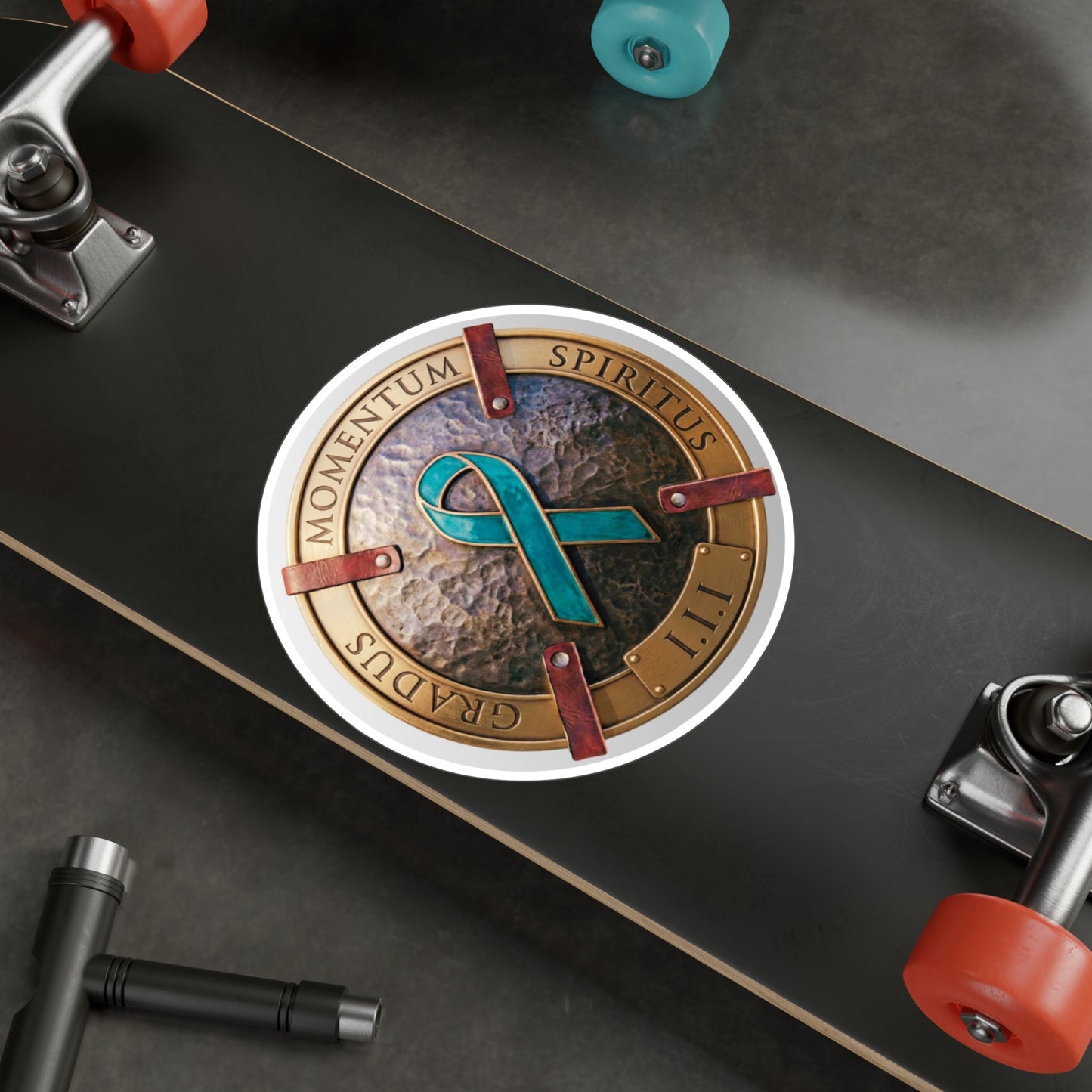 All-Weather Vinyl Decal: PTSD Awareness Ribbon Crest