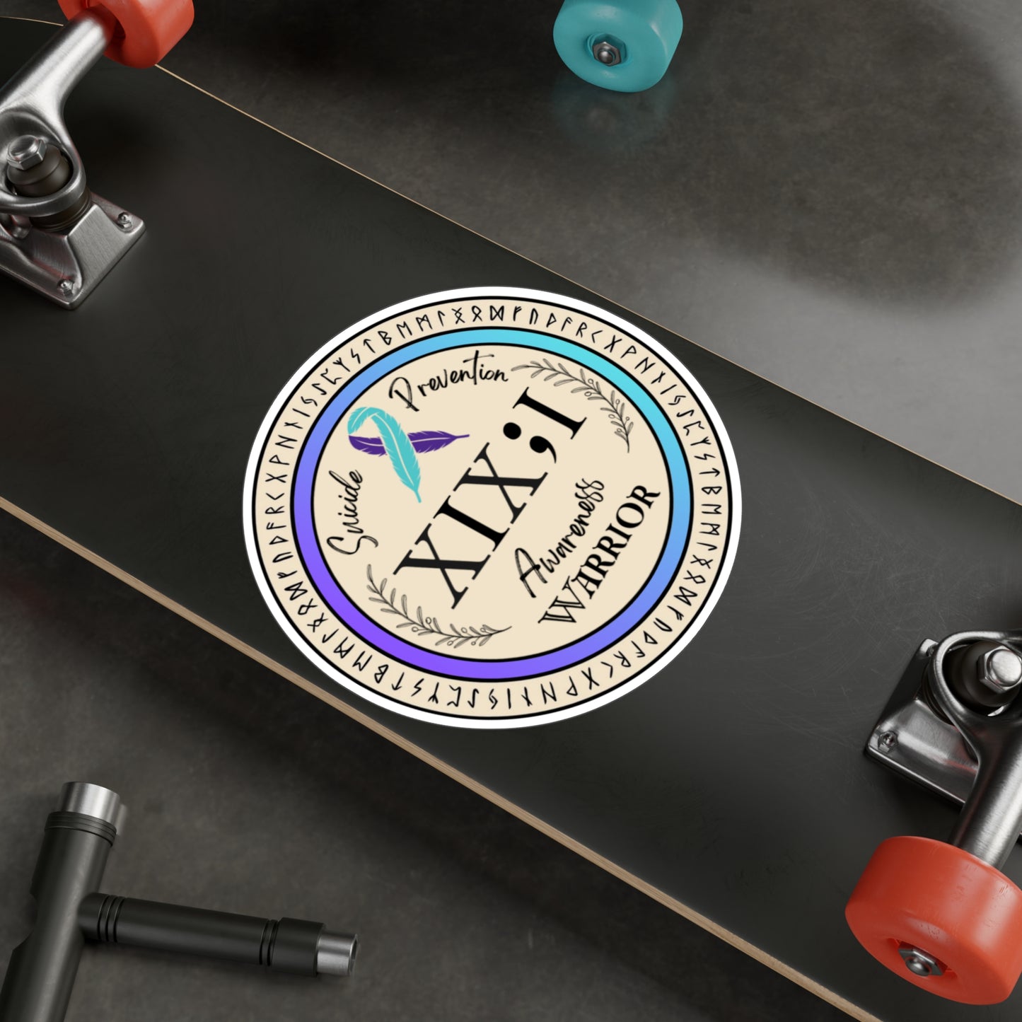All-Weather Vinyl Decal: Suicide Prevention Awareness Warrior Ribbon XIX:I