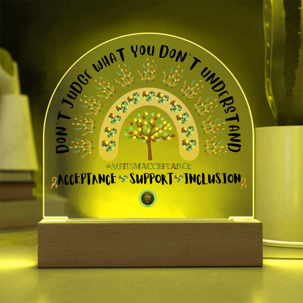 LED Acrylic Plaque: Autism Awareness Rainbow
