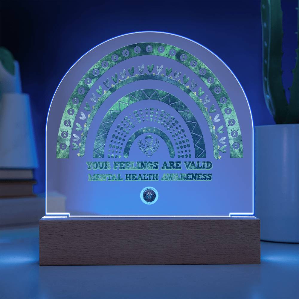 LED Acrylic Plaque: Mental Health Awareness Rainbow