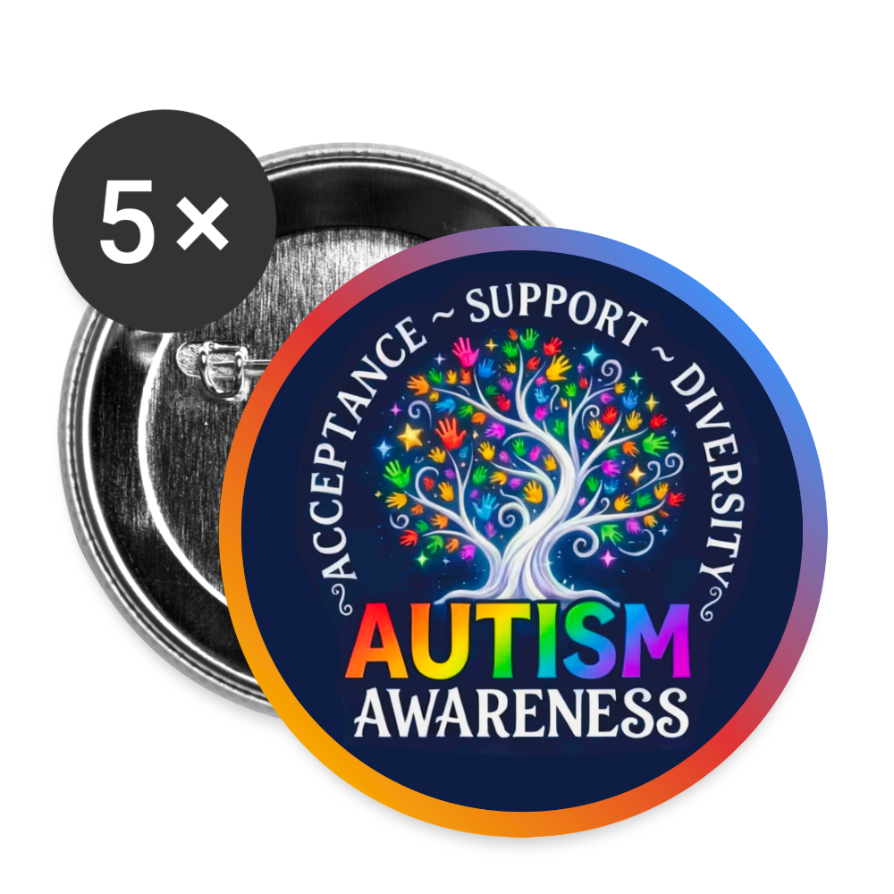 ASD Awareness Button Pin: Acceptance Support Diversity - white