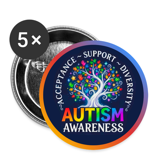 ASD Awareness Button Pin: Acceptance Support Diversity - white