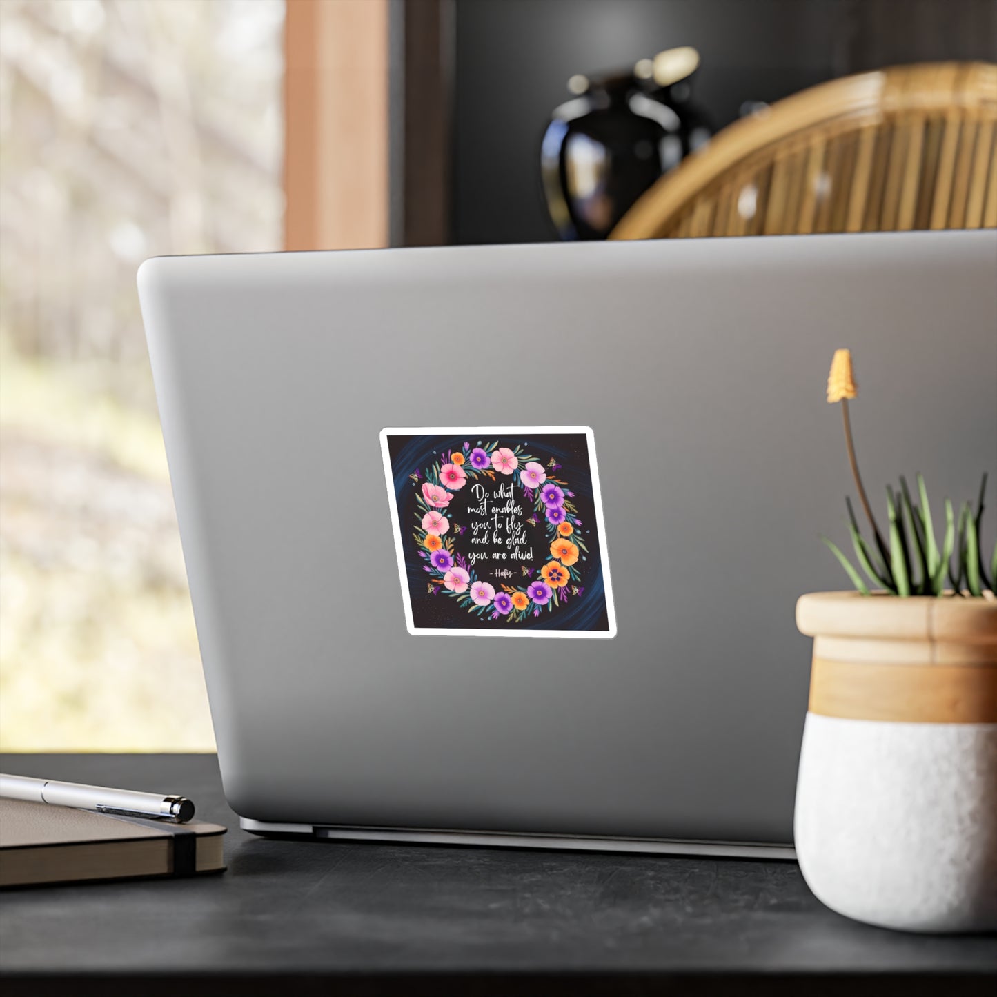 All-Weather Vinyl Decal: Floral Inspirational “Do What Most Enables You To Fly”