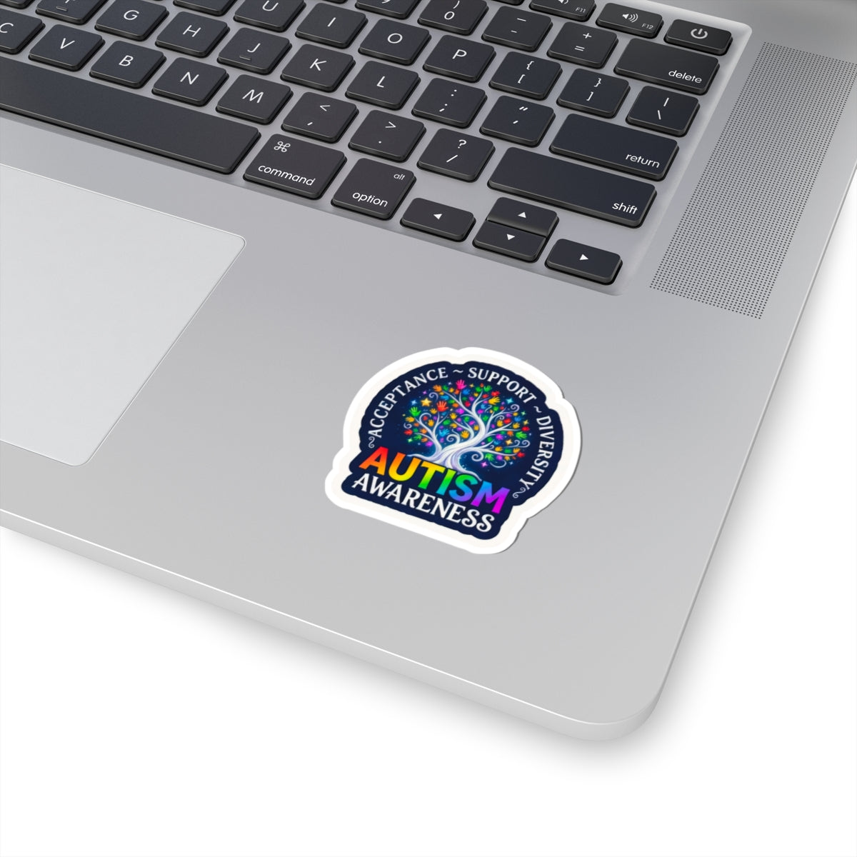 Kiss-Cut Sticker: "Acceptance • Support • Diversity" Autism Awareness Rainbow Tree