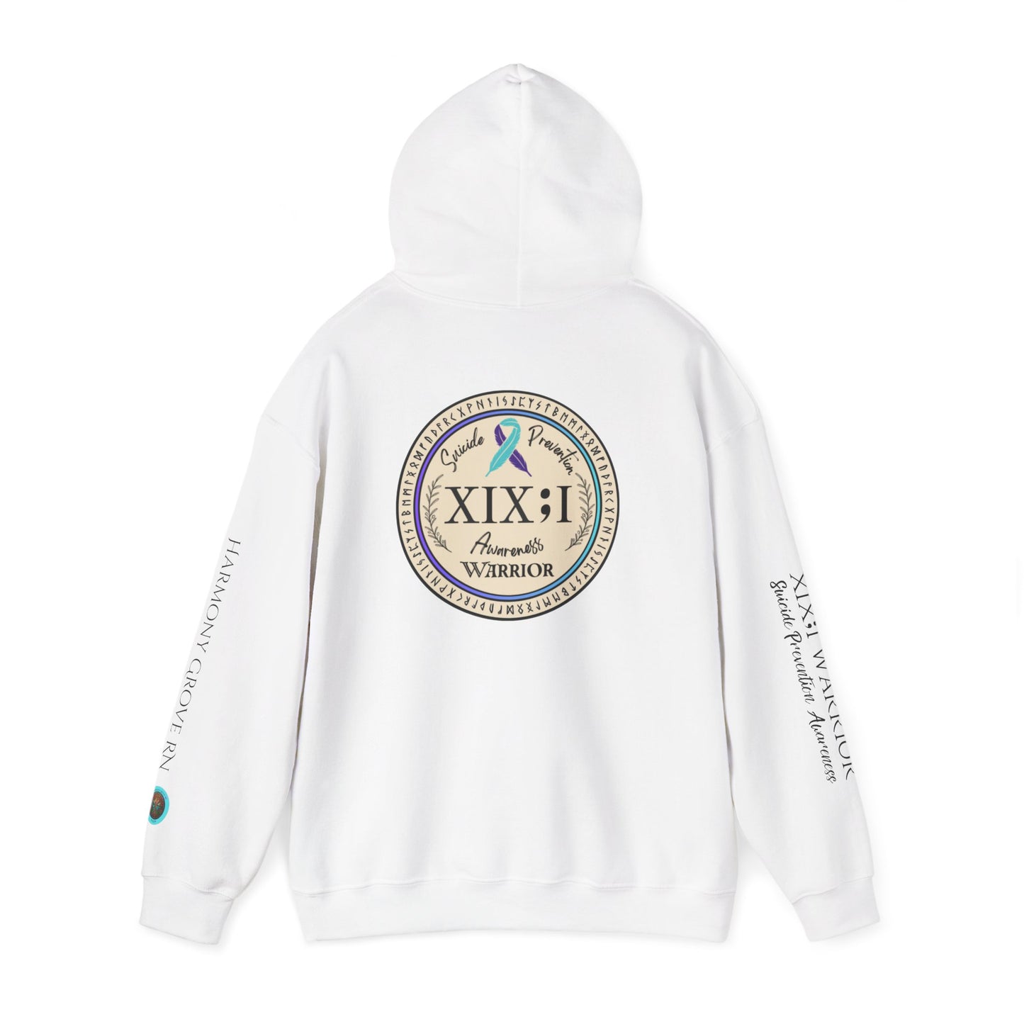 Pullover Hoodie: Suicide Awareness Warrior (XIX;I) Teal & Purple Support Ribbon