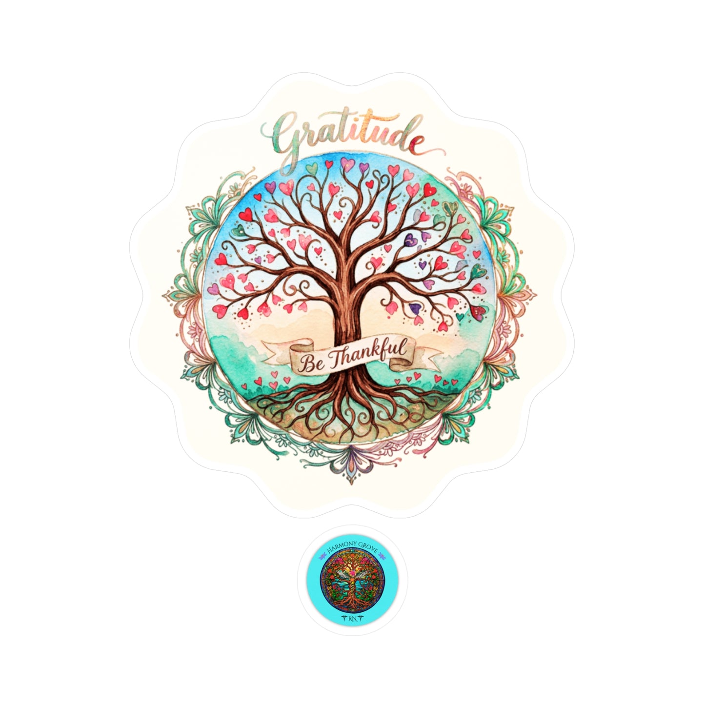 All-Weather Vinyl Decal: "Be Thankful" Inspirational Tree