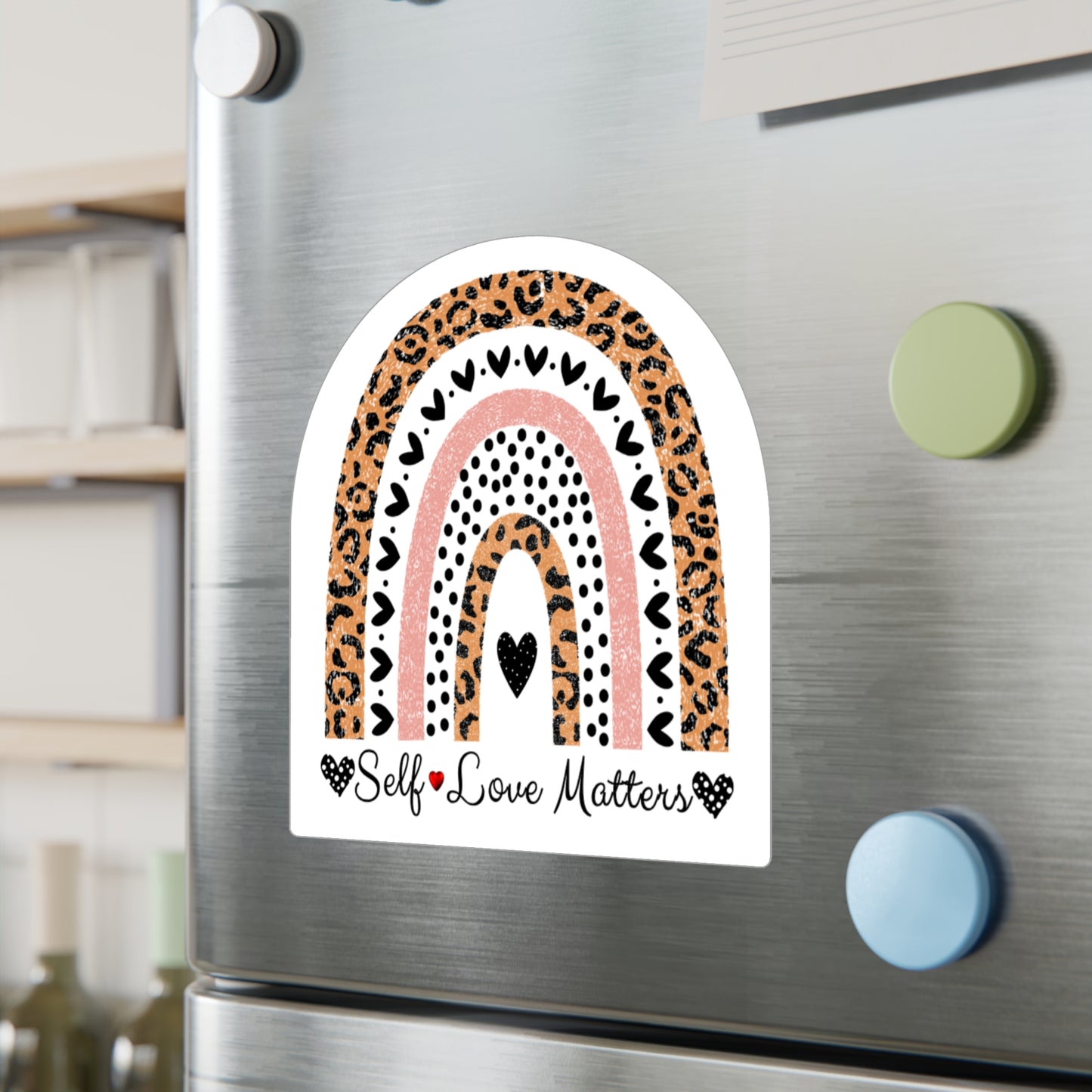 All-Weather Vinyl Decal: "Self Love Matters" Leopard Rainbow
