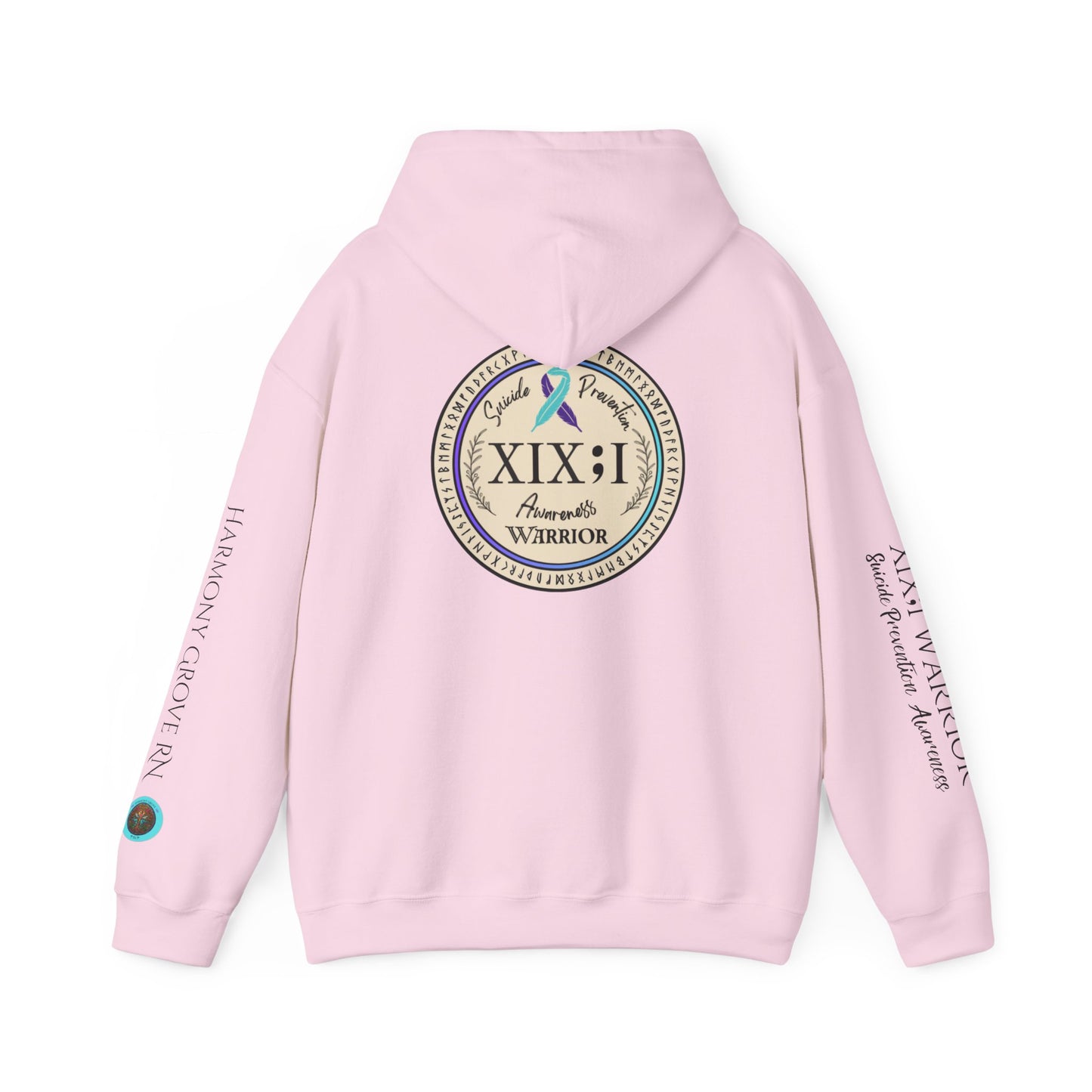Pullover Hoodie: Suicide Awareness Warrior (XIX;I) Teal & Purple Support Ribbon