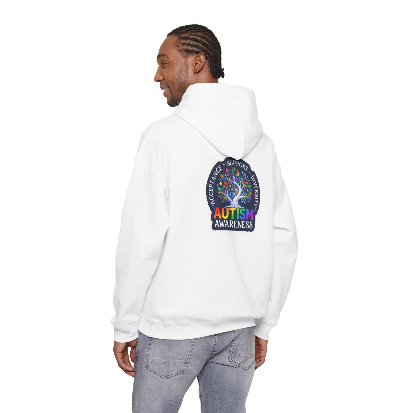 Pullover Hoodie: "Autism Awareness" Colorful Tree Compassion Design