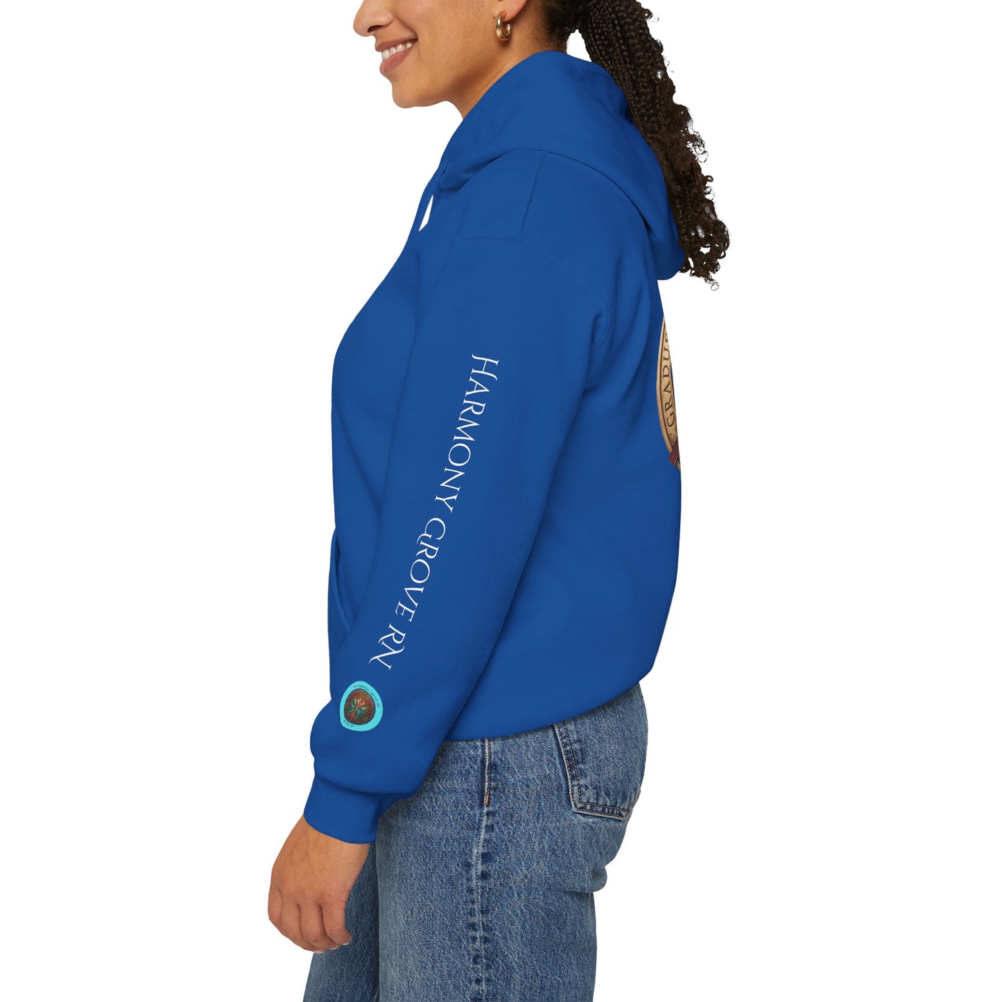 Pullover  Hoodie: "1 Momentum (Moment), 1 Spiritus (Breath), 1 Gradus (Step)" PTSD Awareness Teal Support Ribbon