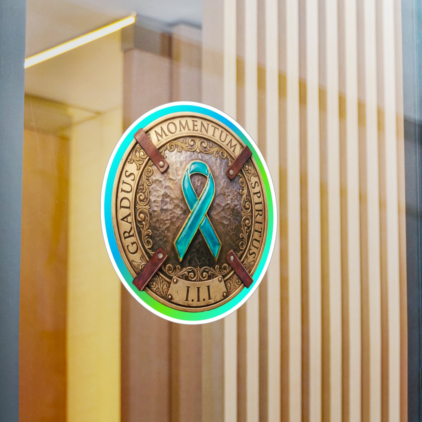 All-Weather Vinyl Decal: "1 Momentum, 1 Spiritus, 1 Gradus" PTSD Awareness