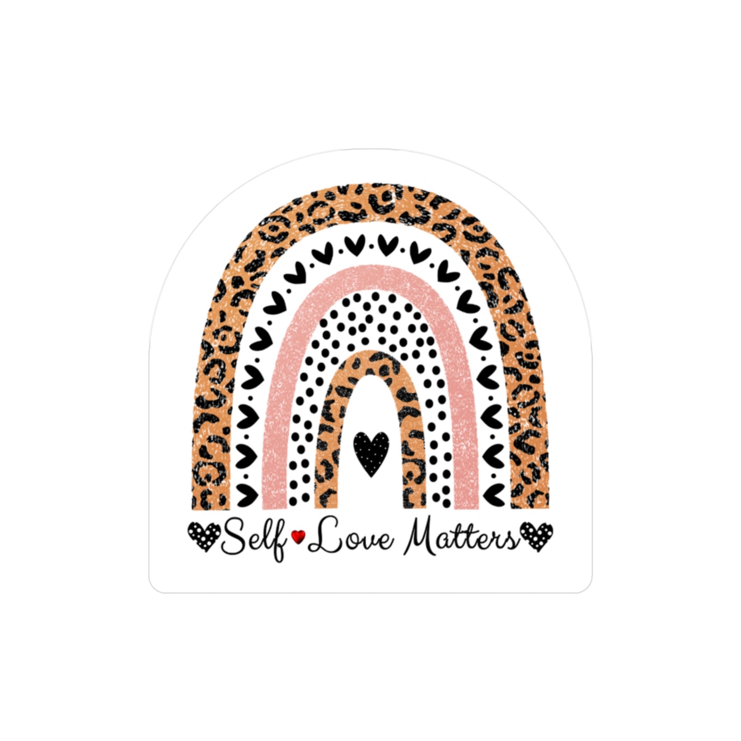 All-Weather Vinyl Decal: "Self Love Matters" Leopard Rainbow