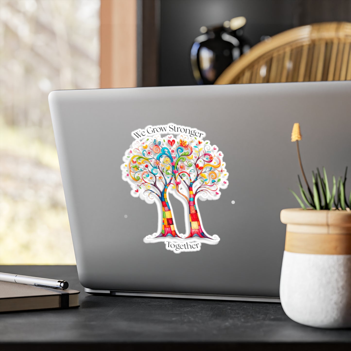 All-Weather Vinyl Decal: "We Grow Stronger Together" Trees