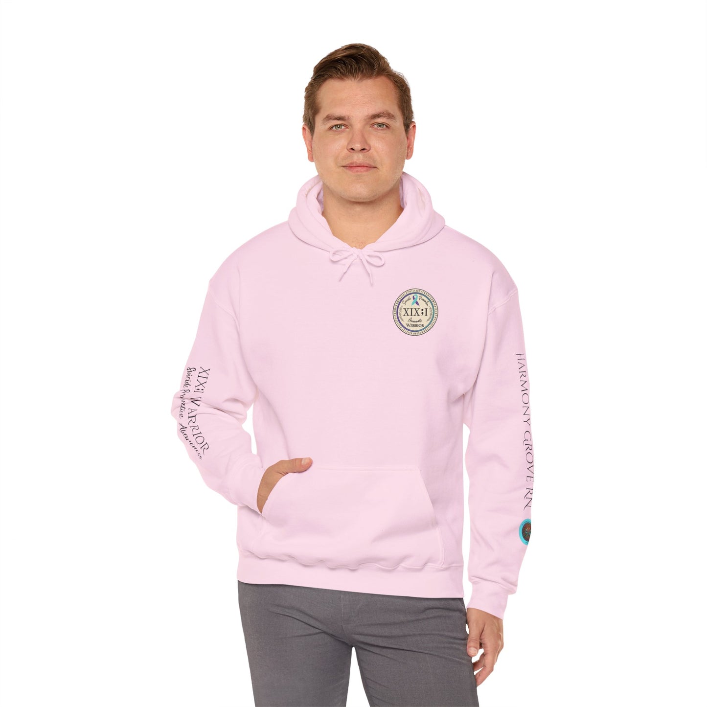Pullover Hoodie: Suicide Awareness Warrior (XIX;I) Teal & Purple Support Ribbon