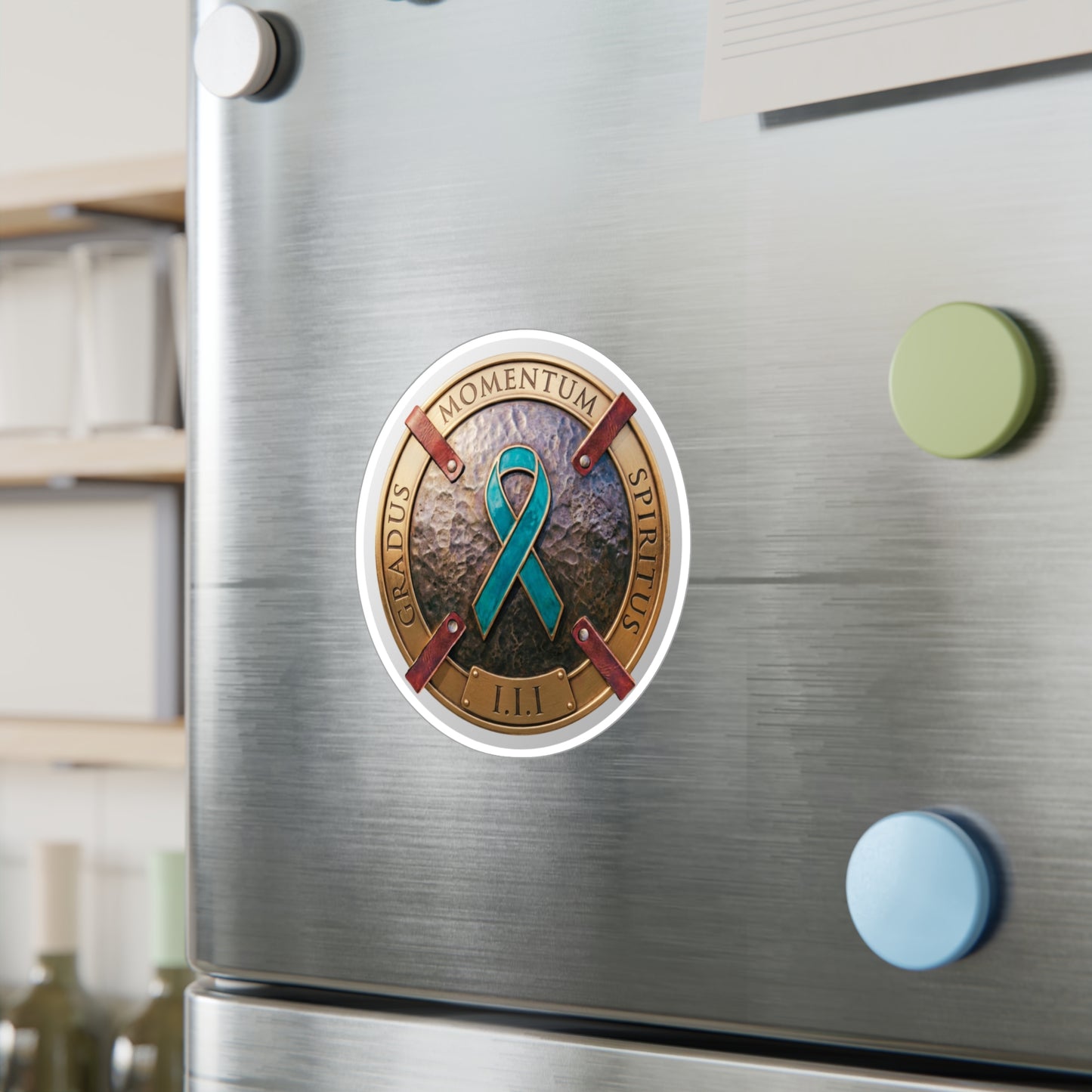 All-Weather Vinyl Decal: PTSD Awareness Ribbon Crest