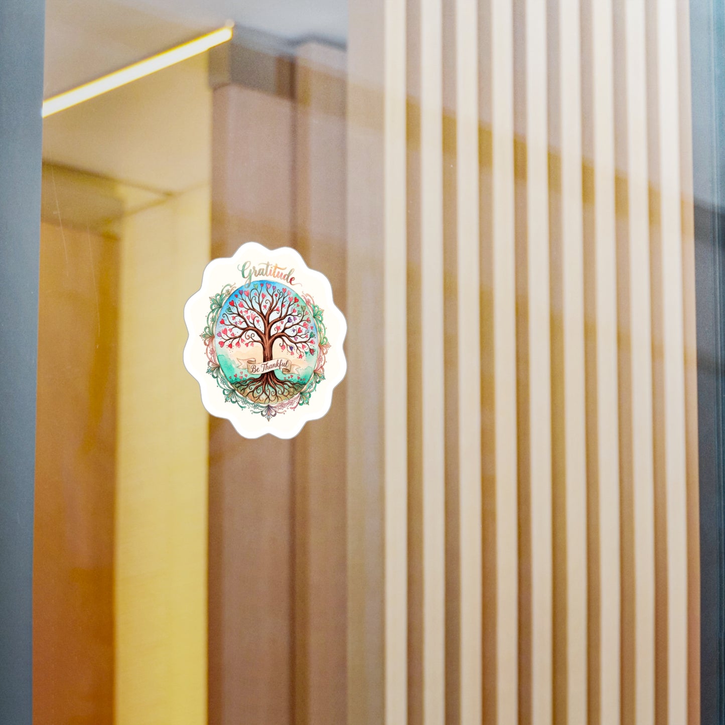 All-Weather Vinyl Decal: "Be Thankful" Inspirational Tree