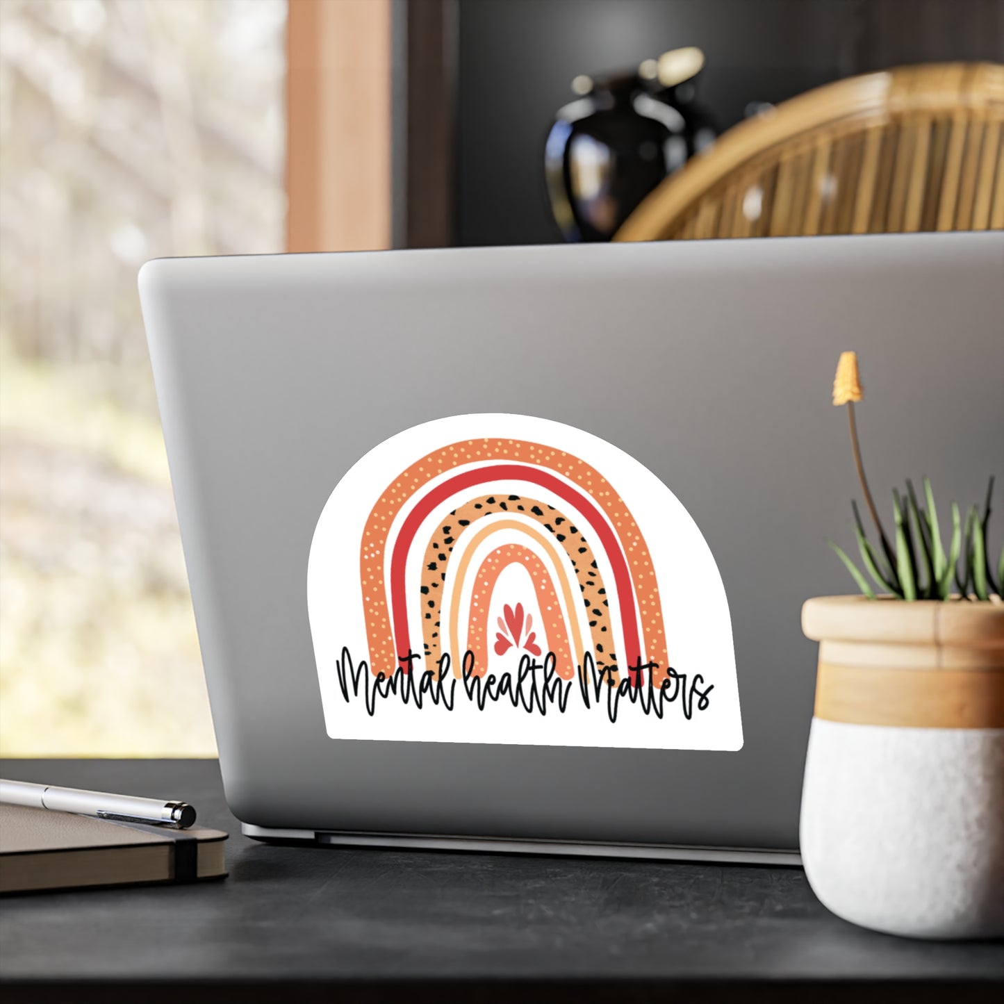 All-Weather Vinyl Decal: Blush Mental Health Matters Rainbow