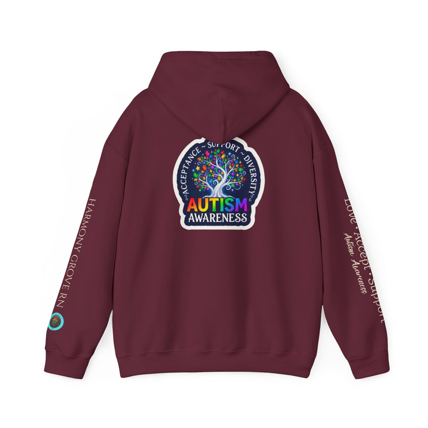 Pullover Hoodie: "Autism Awareness" Colorful Tree Compassion Design