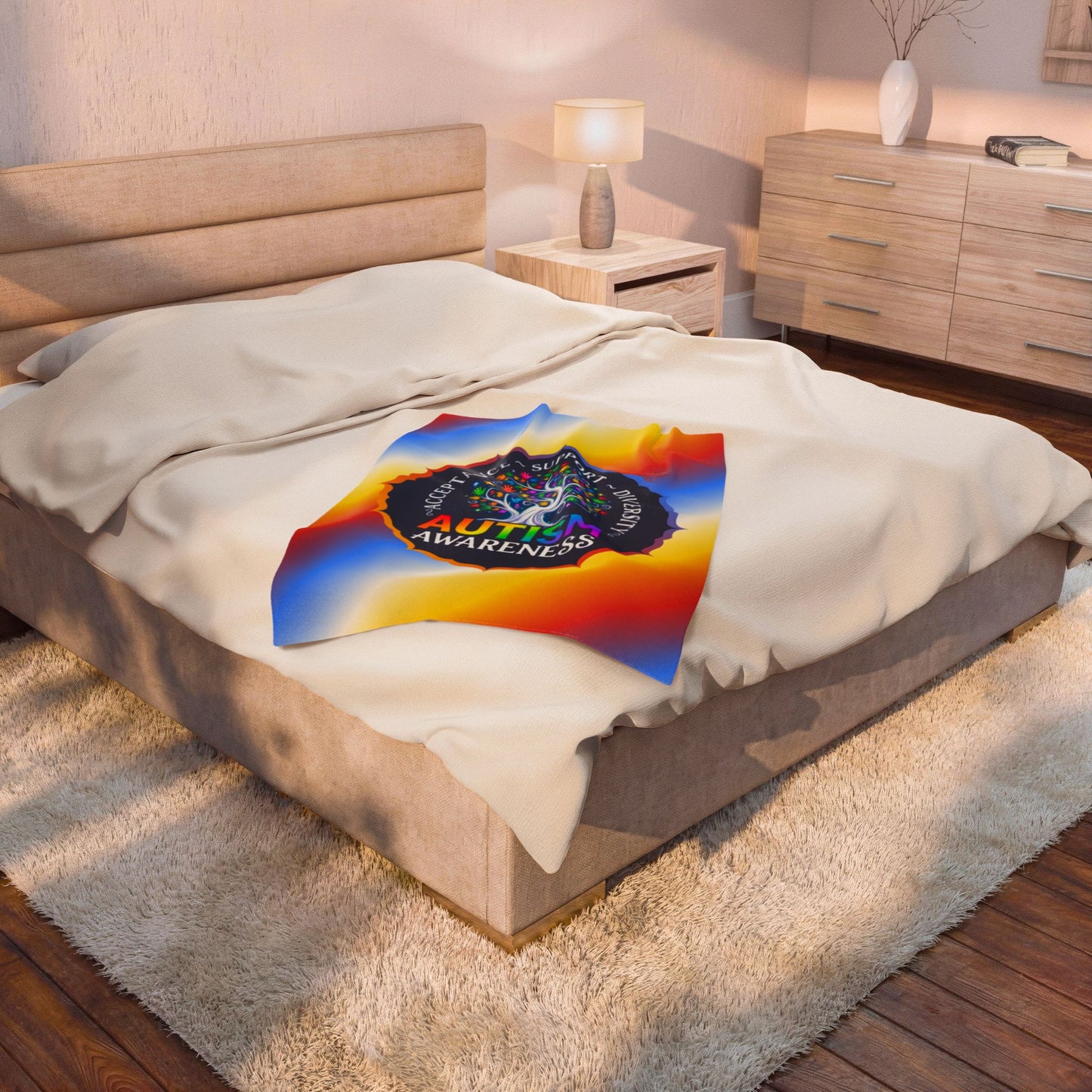 Velveteen Plush Blanket: "Acceptance • Support • Diversity" Autism Awareness
