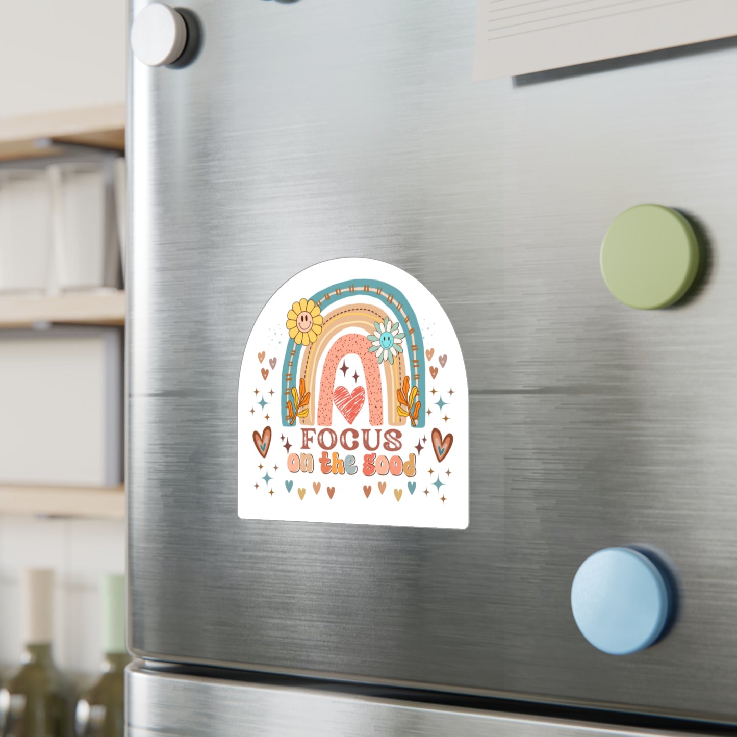 All-Weather Vinyl Decal: “Focus on the Good” Rainbow Heart