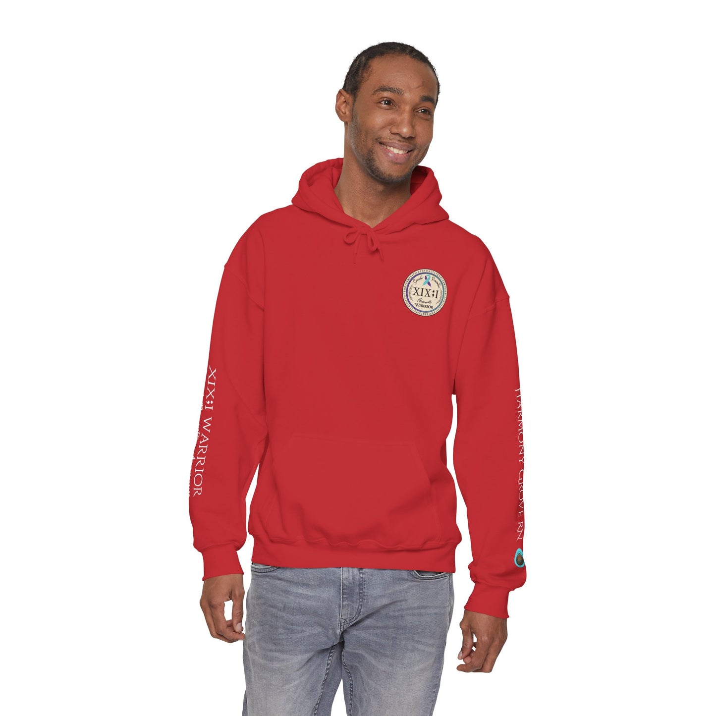 Pullover Hoodie: Suicide Awareness Warrior (XIX;I) Teal & Purple Support Ribbon