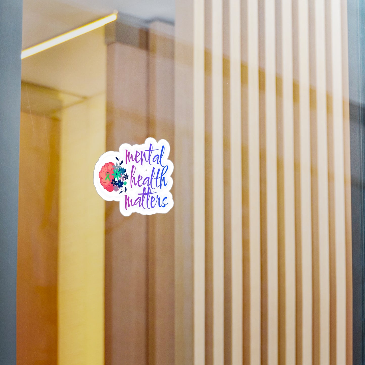 All-Weather Vinyl Decal: Mental Health Matters with Brain & Floral Design