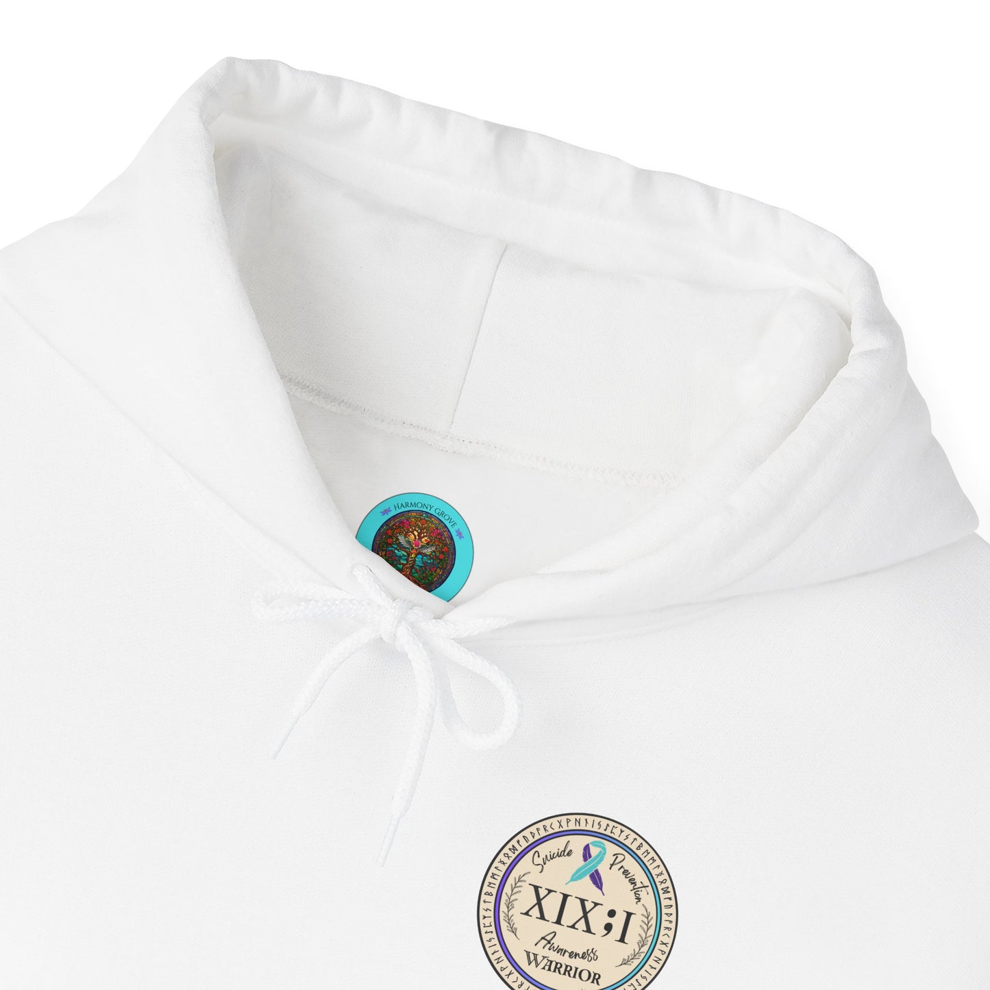 Pullover Hoodie: Suicide Awareness Warrior (XIX;I) Teal & Purple Support Ribbon