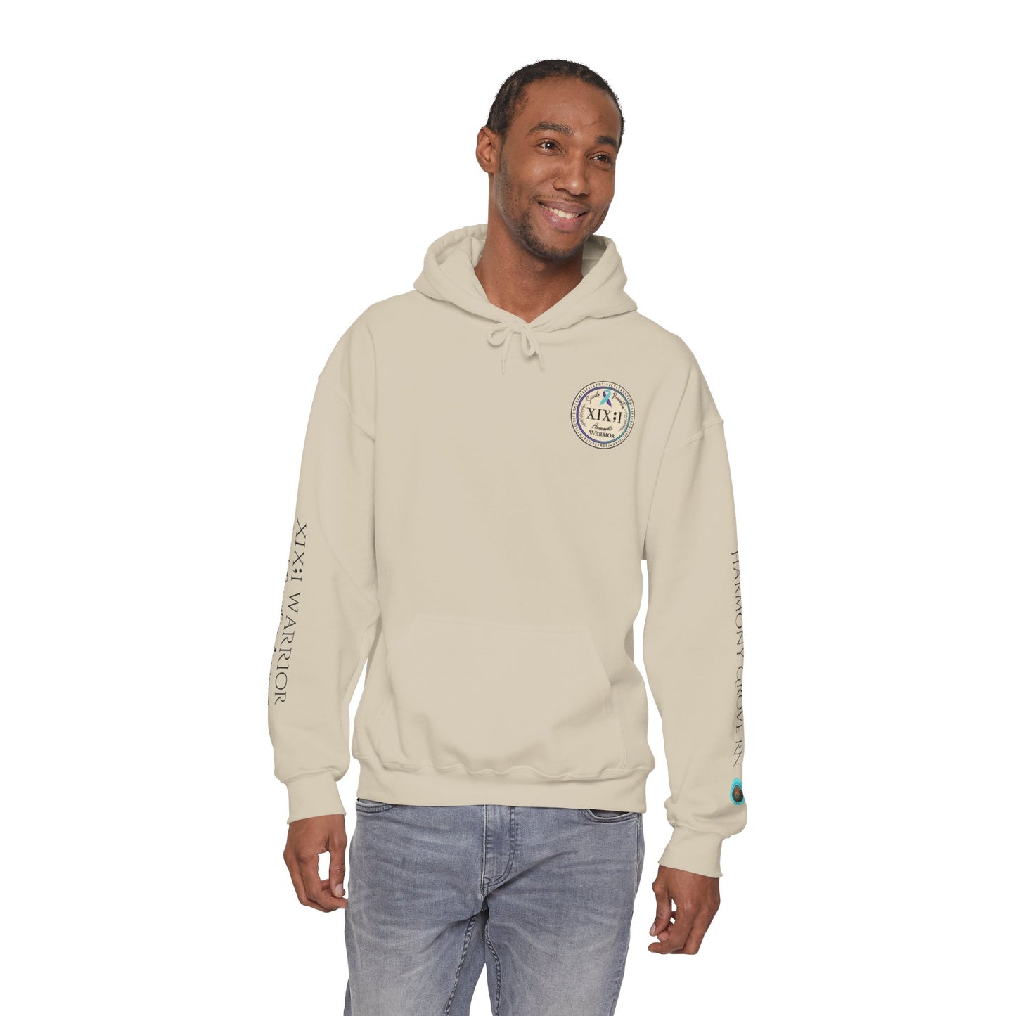 Pullover Hoodie: Suicide Awareness Warrior (XIX;I) Teal & Purple Support Ribbon