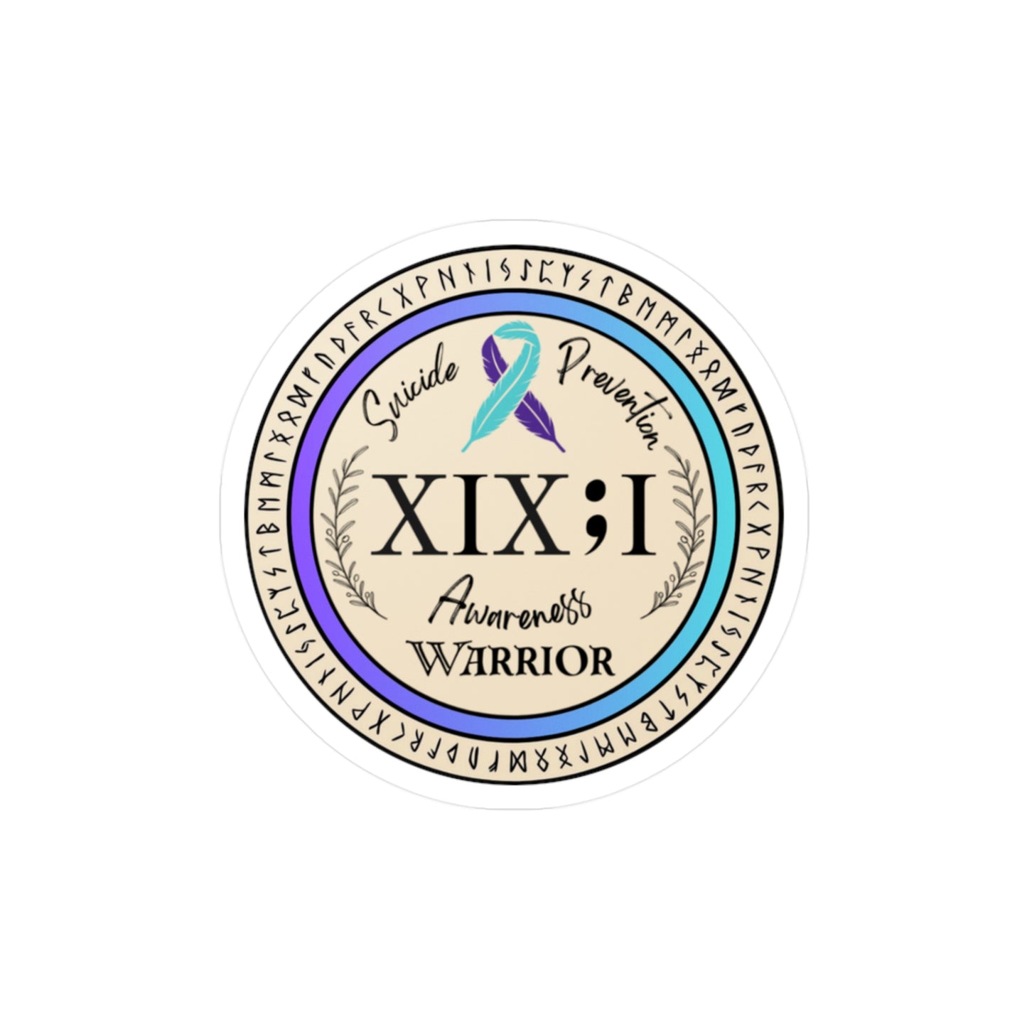 All-Weather Vinyl Decal: Suicide Prevention Awareness Warrior Ribbon XIX:I