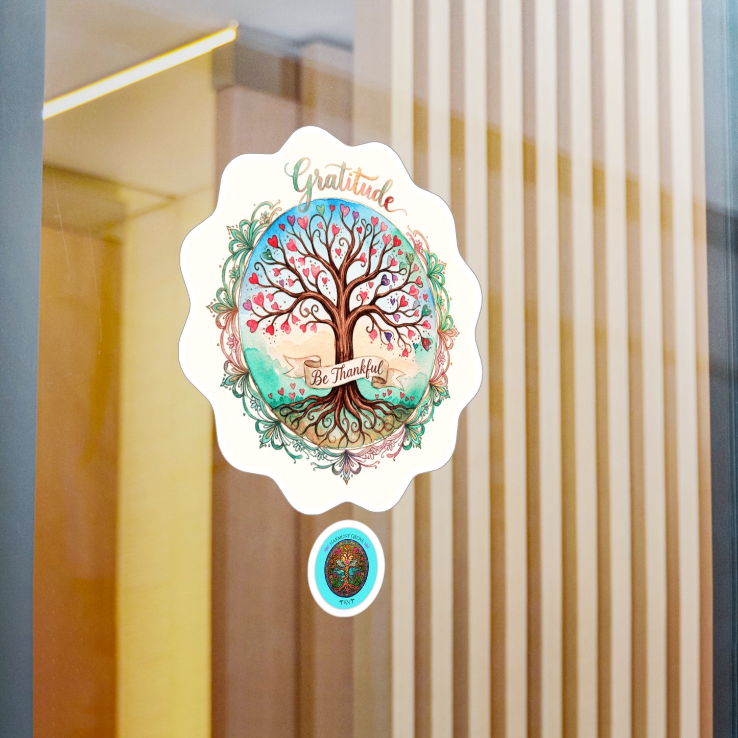 All-Weather Vinyl Decal: "Be Thankful" Inspirational Tree