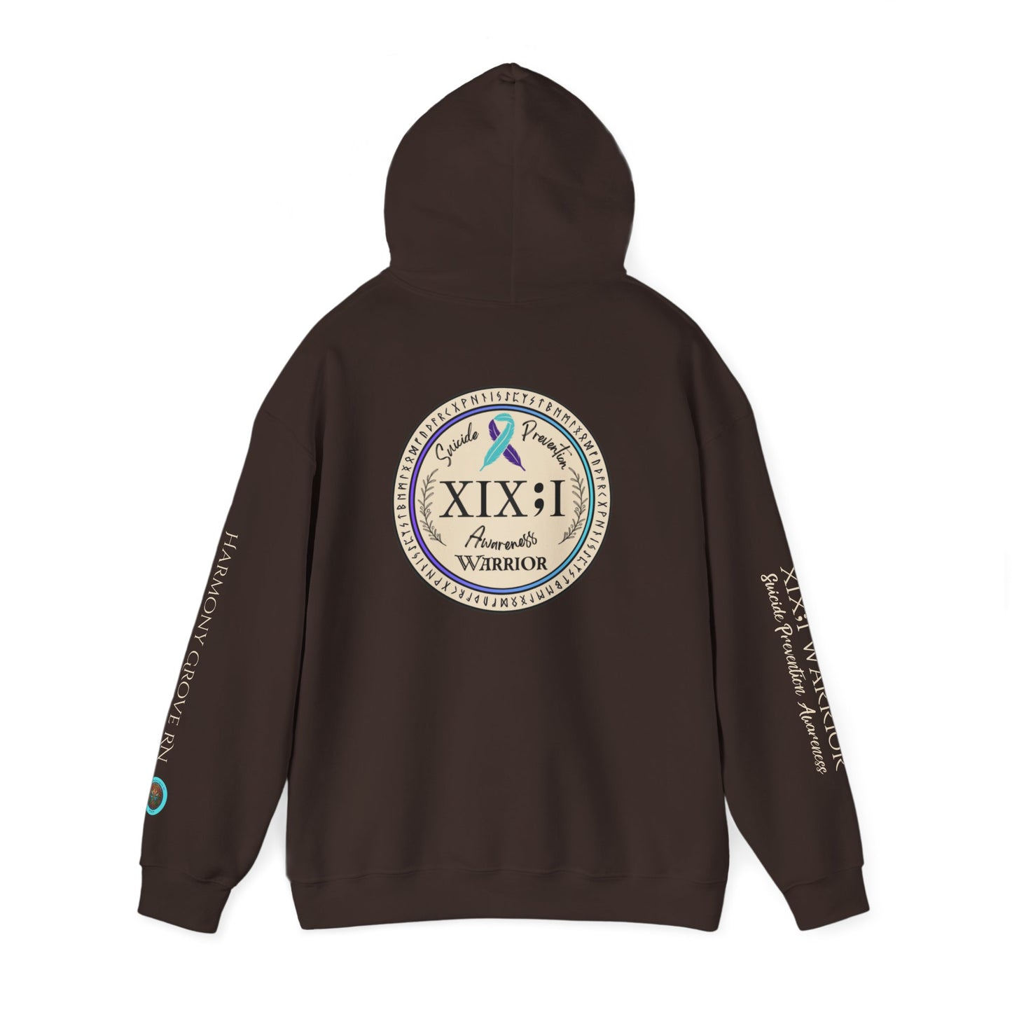 Pullover Hoodie: Suicide Awareness Warrior (XIX;I) Teal & Purple Support Ribbon