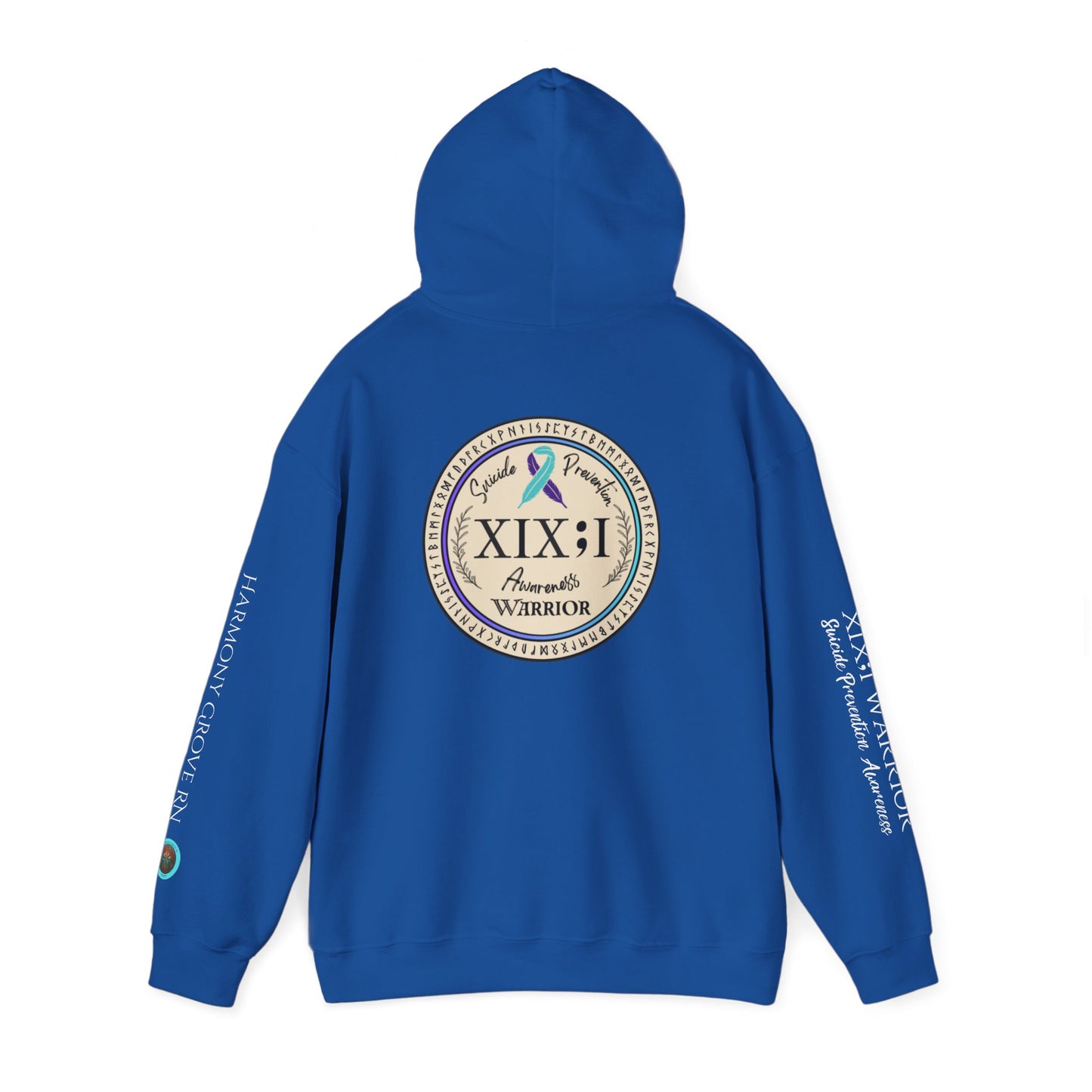 Pullover Hoodie: Suicide Awareness Warrior (XIX;I) Teal & Purple Support Ribbon