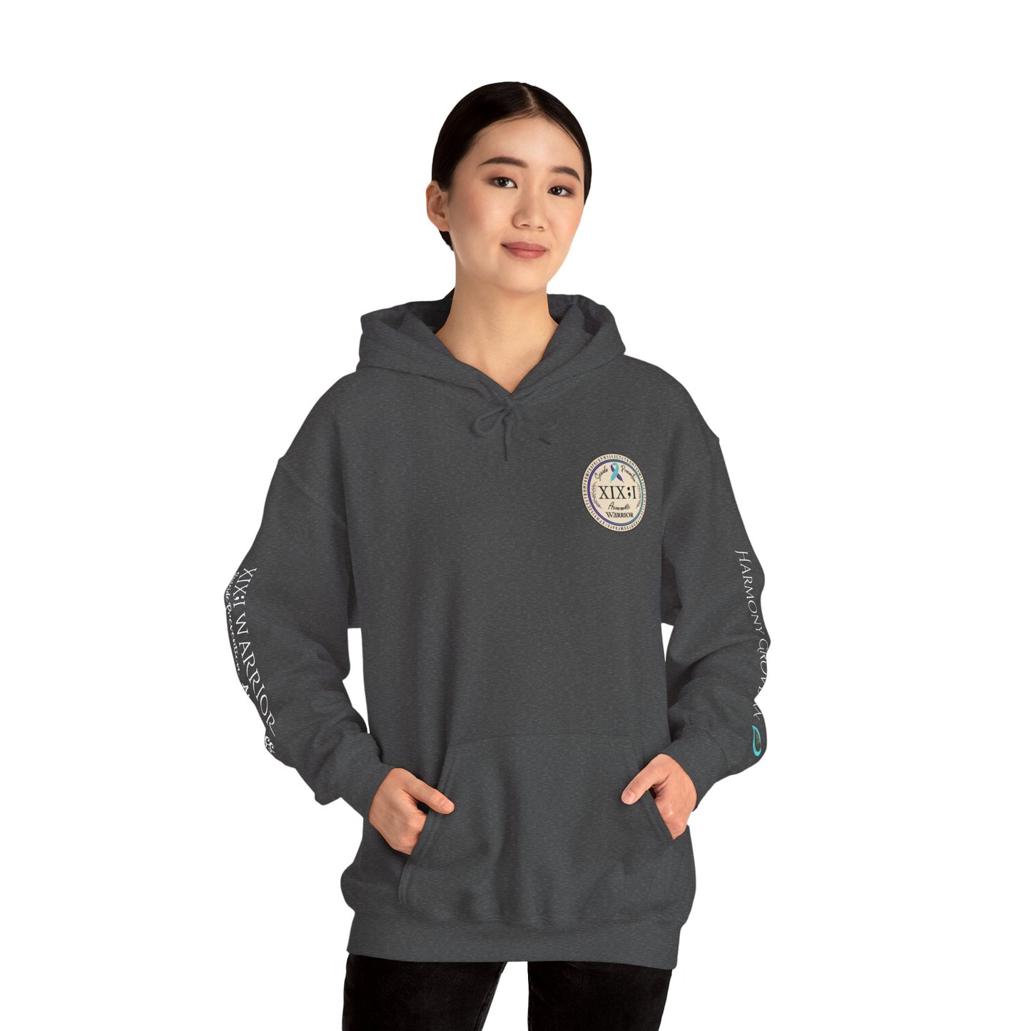 Pullover Hoodie: Suicide Awareness Warrior (XIX;I) Teal & Purple Support Ribbon