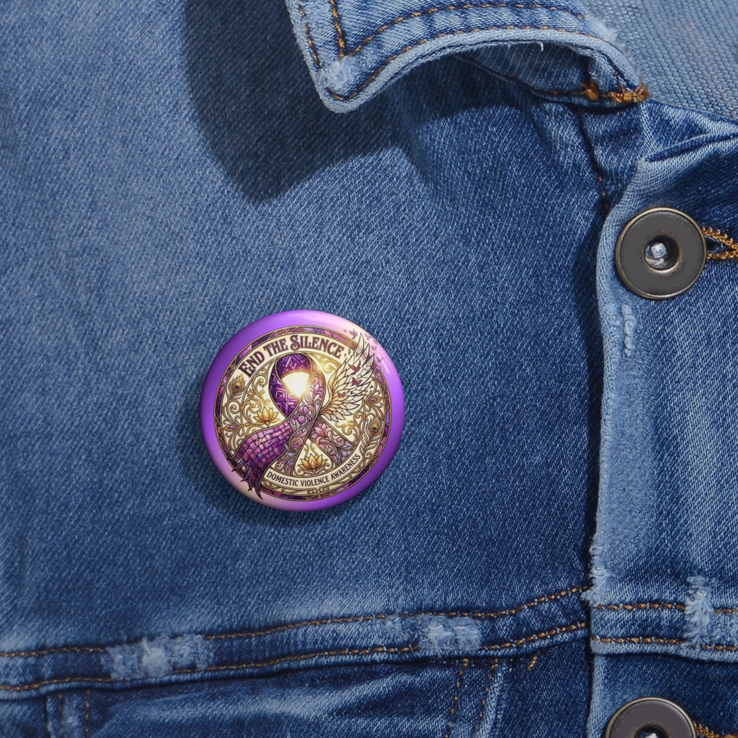 Pin Button: "End the Silence" Domestic Violence Awareness