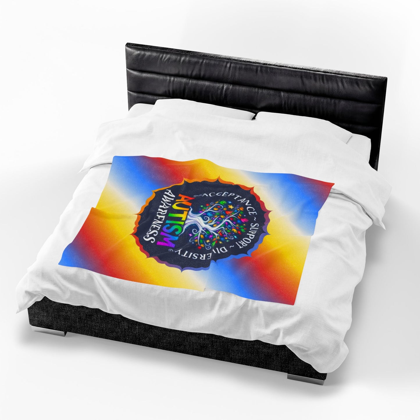 Velveteen Plush Blanket: "Acceptance • Support • Diversity" Autism Awareness