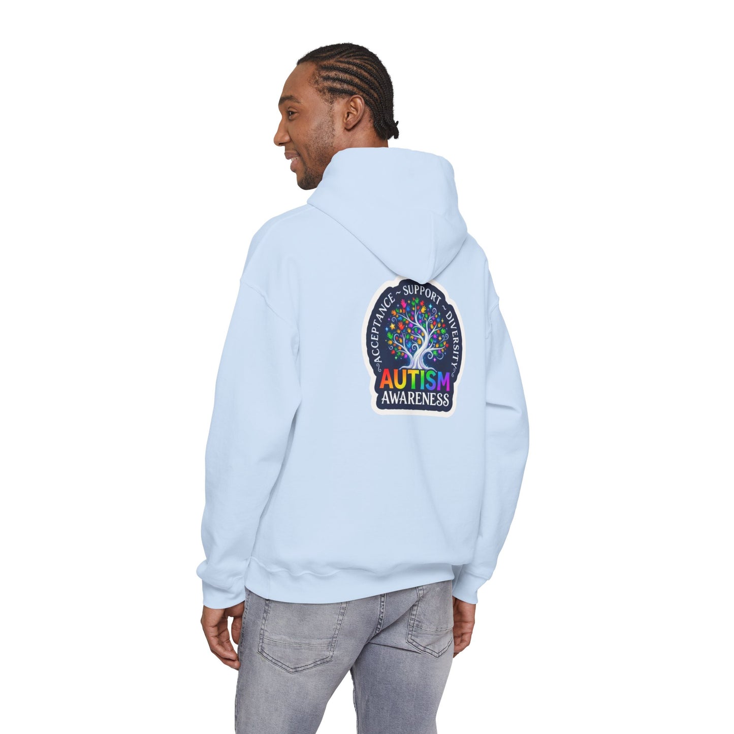 Pullover Hoodie: "Autism Awareness" Colorful Tree Compassion Design