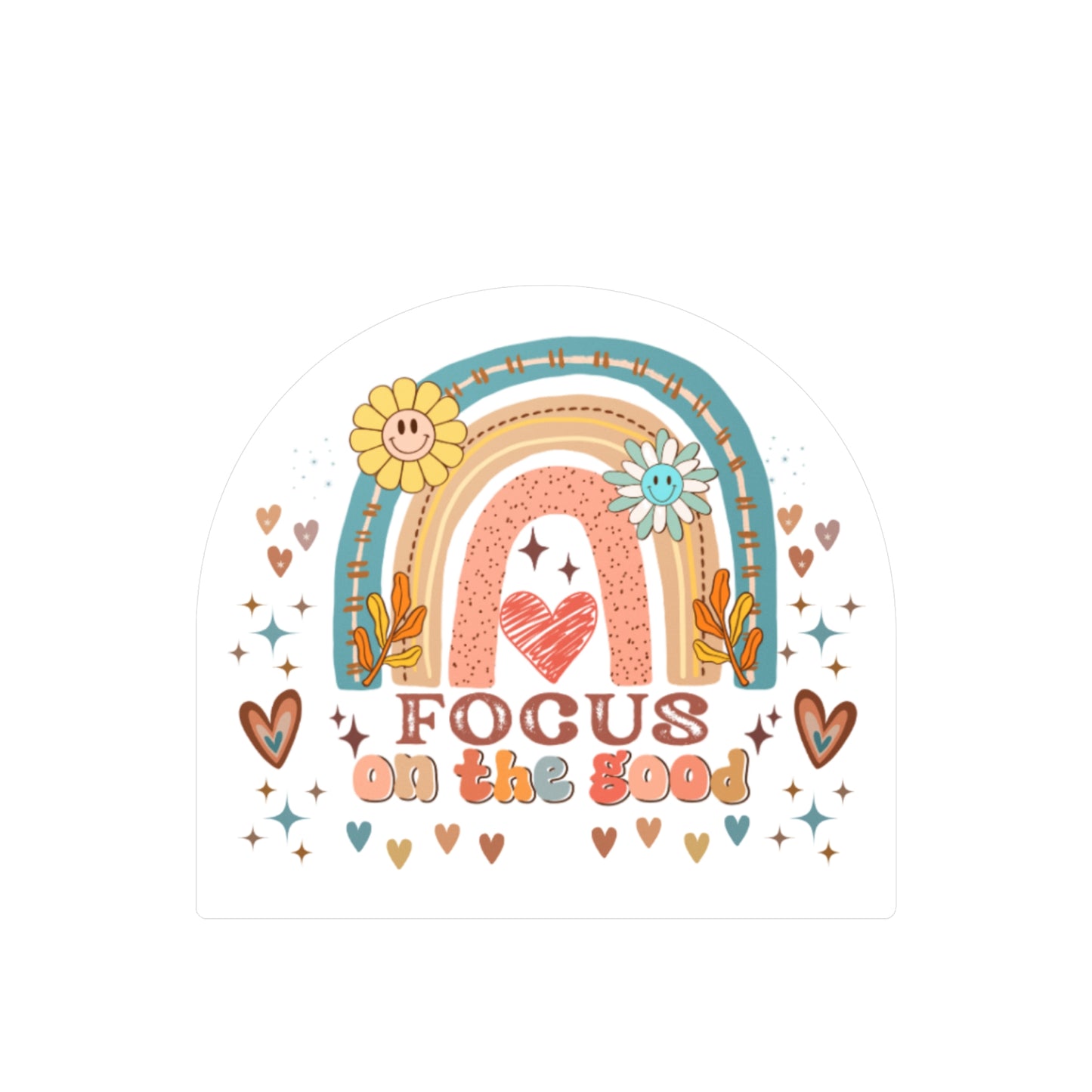 All-Weather Vinyl Decal: “Focus on the Good” Rainbow Heart