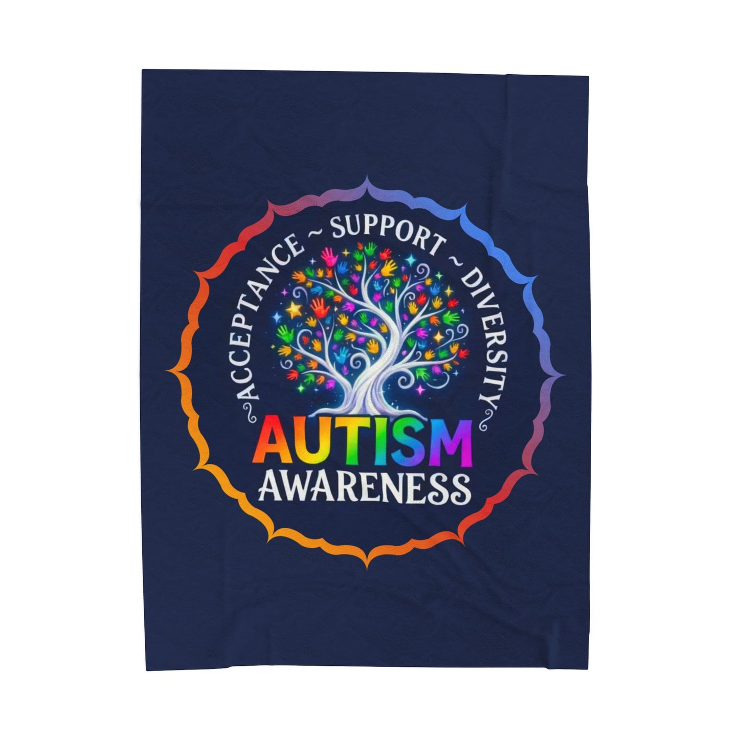 Velveteen Plush Blanket: "Acceptance-Support-Diversity" Autism Awareness