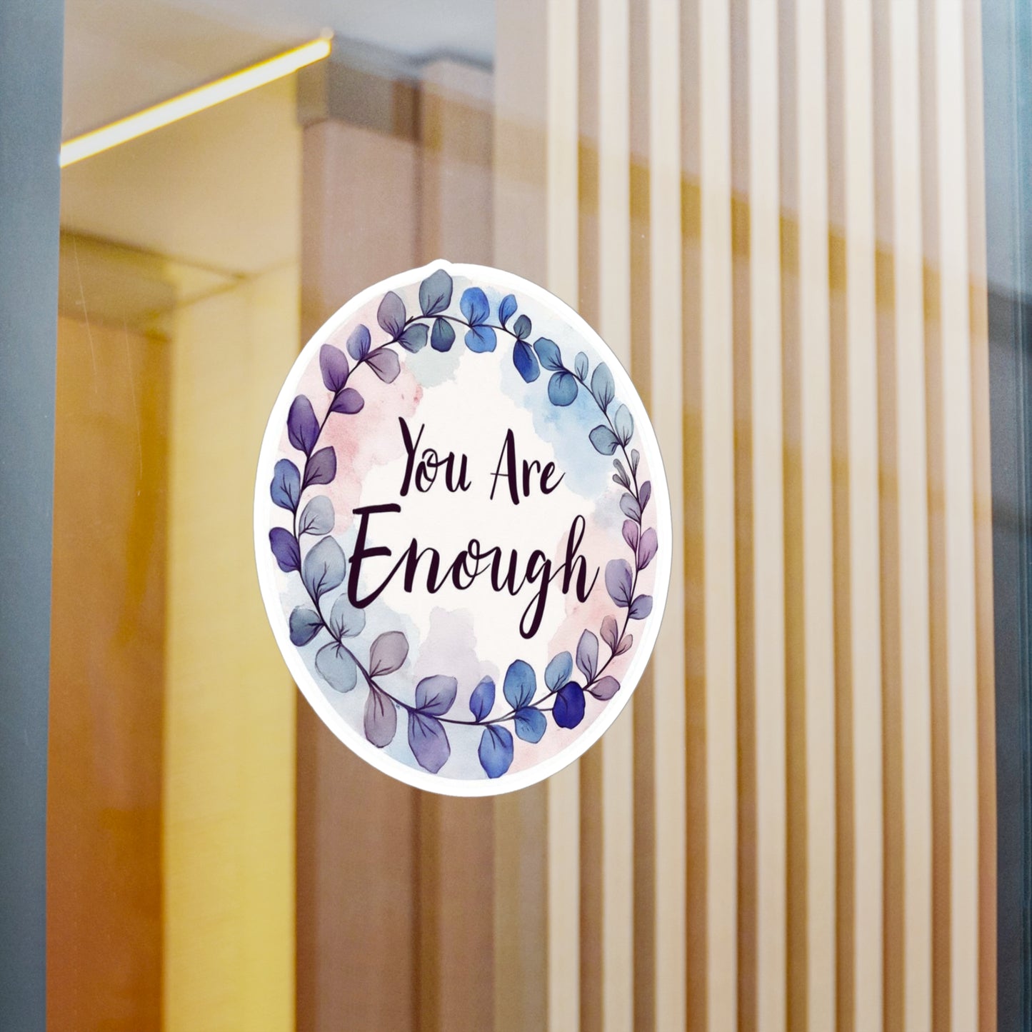 All-Weather Vinyl Decal: "You Are Enough" Watercolor Wreath