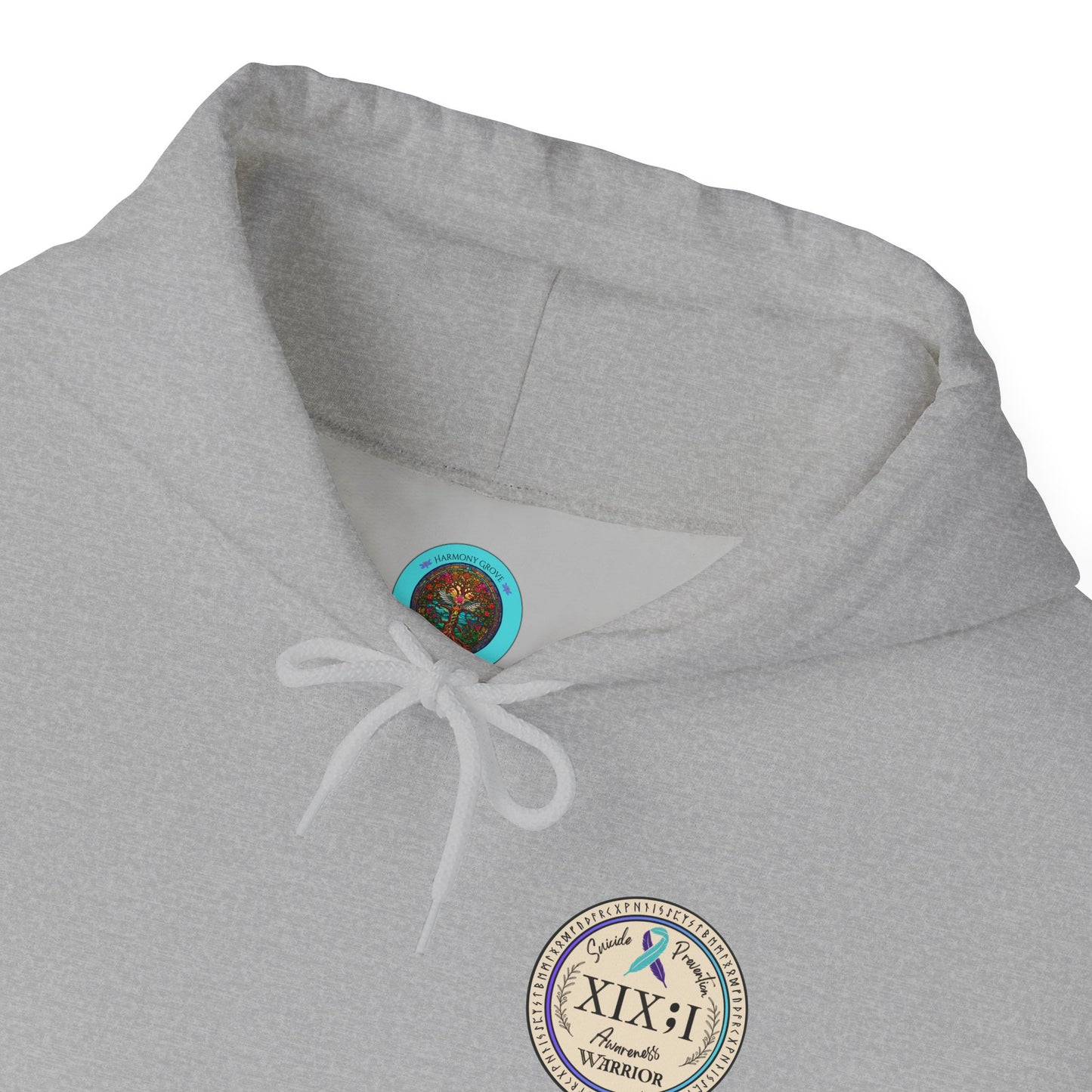 Pullover Hoodie: Suicide Awareness Warrior (XIX;I) Teal & Purple Support Ribbon