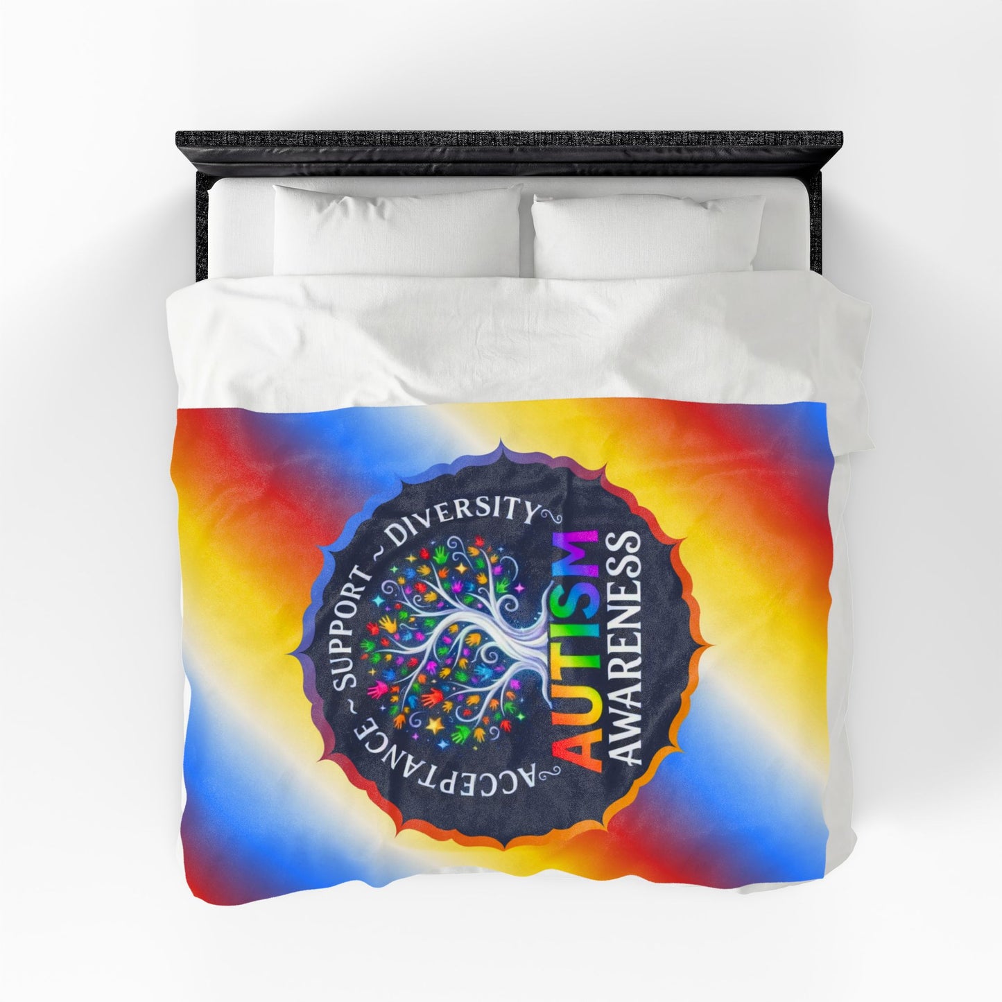 Velveteen Plush Blanket: "Acceptance • Support • Diversity" Autism Awareness