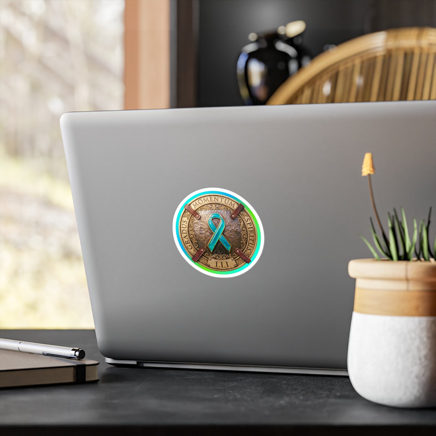 All-Weather Vinyl Decal: "1 Momentum, 1 Spiritus, 1 Gradus" PTSD Awareness