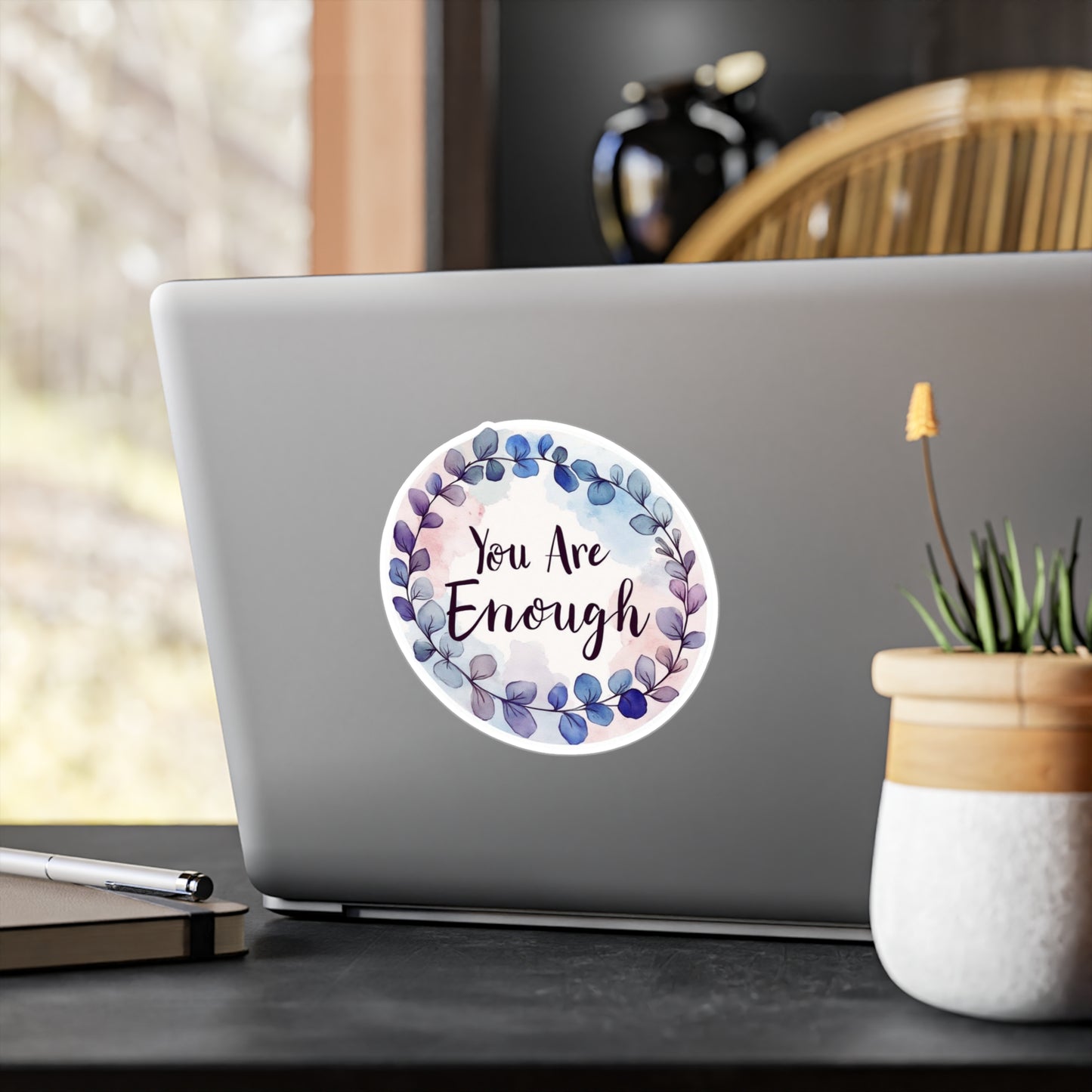 All-Weather Vinyl Decal: "You Are Enough" Watercolor Wreath