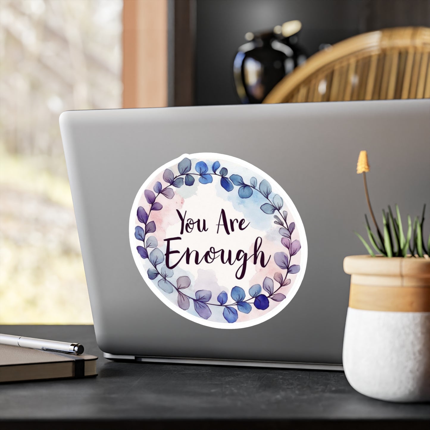All-Weather Vinyl Decal: "You Are Enough" Watercolor Wreath