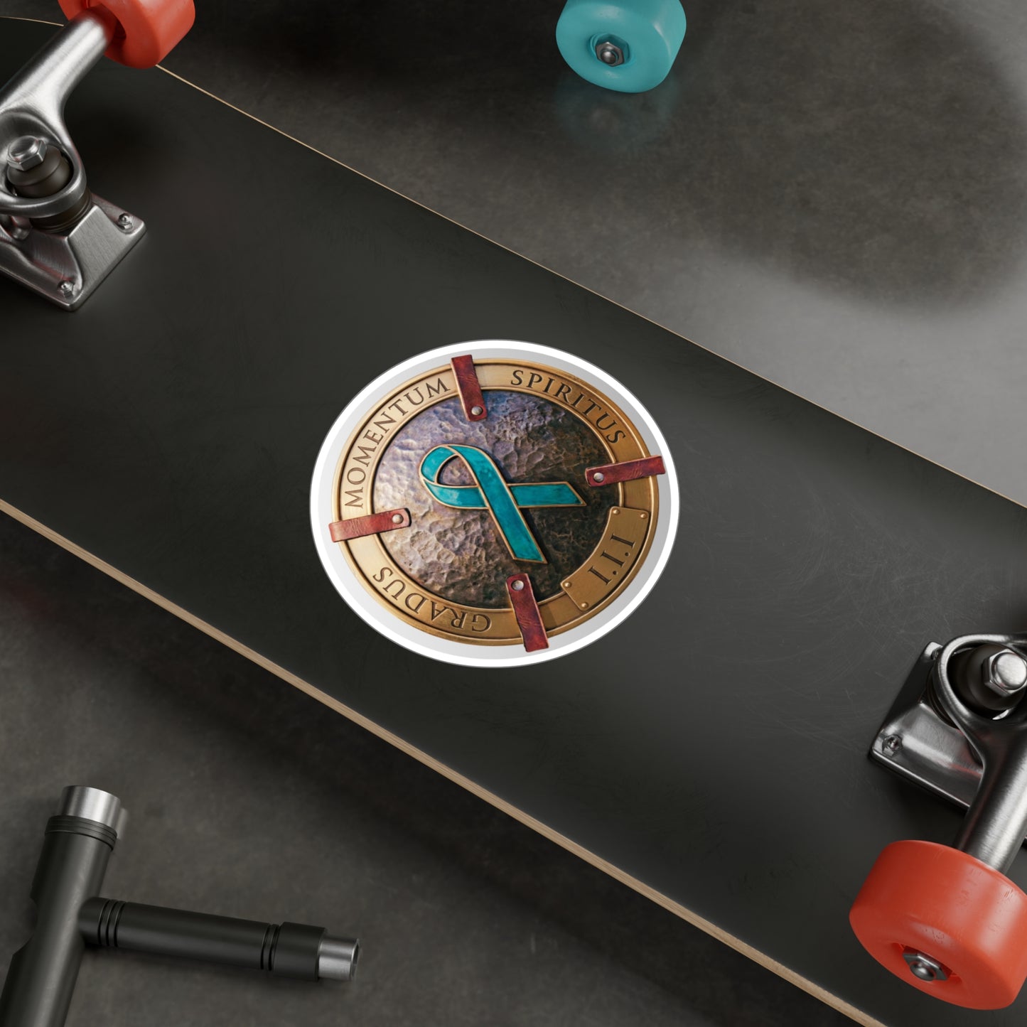 All-Weather Vinyl Decal: PTSD Awareness Ribbon Crest