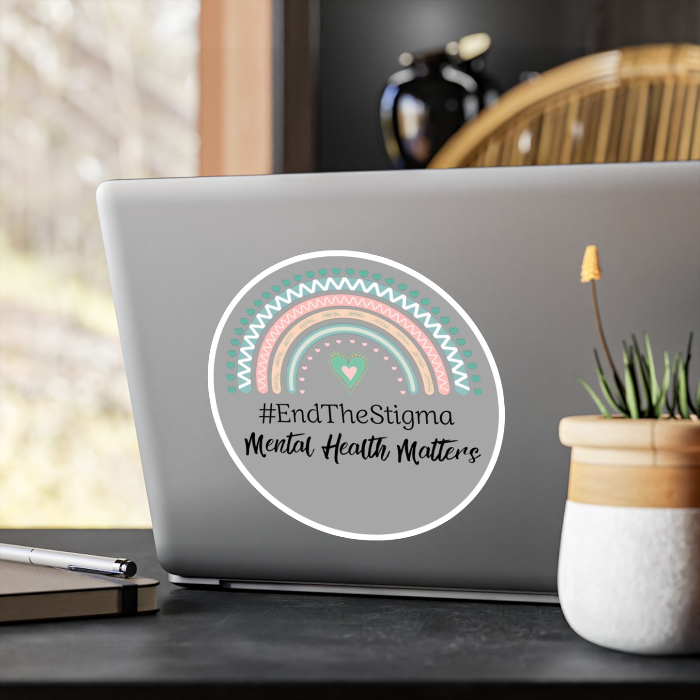 All-Weather Vinyl Decal: #EndTheStigma Slate Rainbow