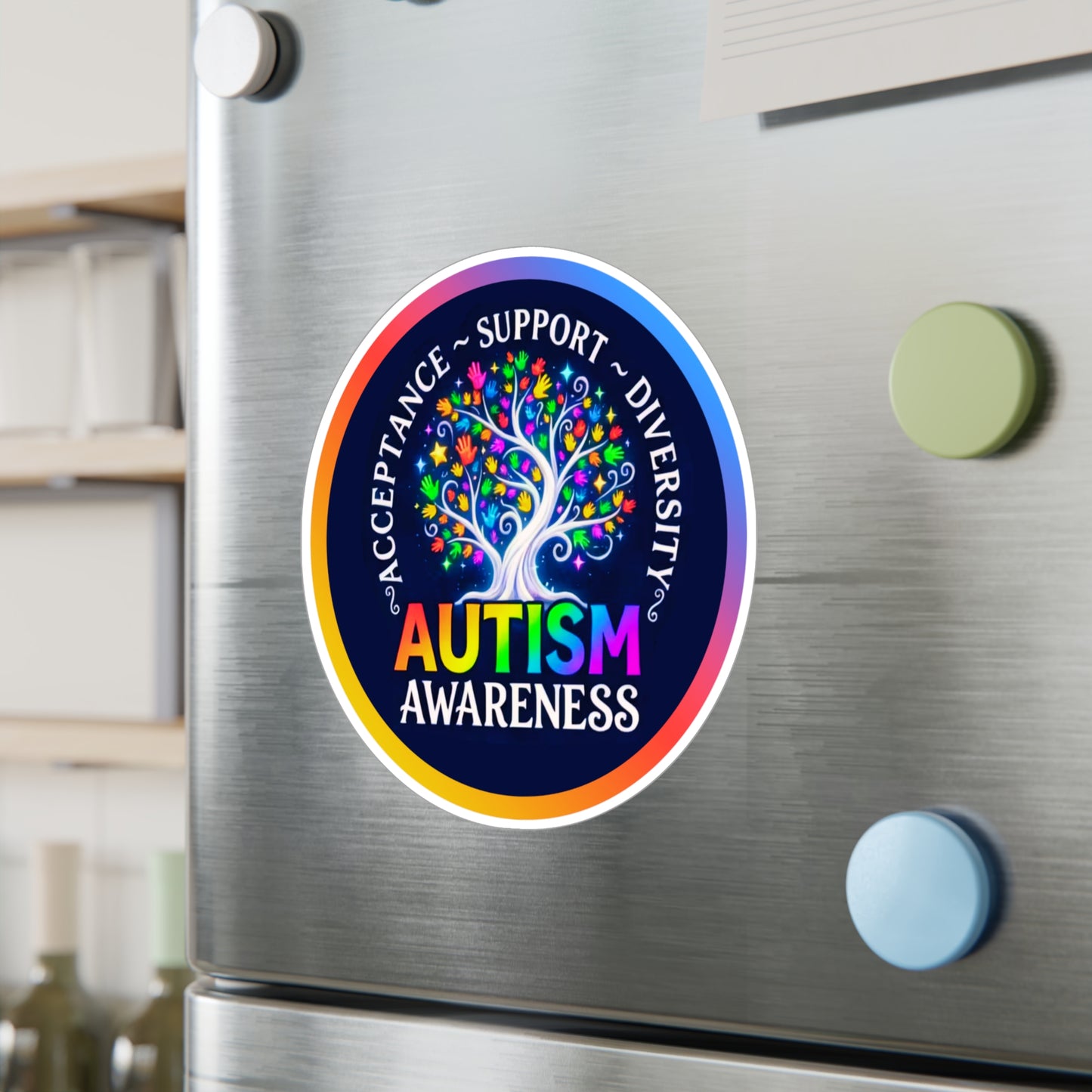All-Weather Vinyl Decal Autism Awareness: "Acceptance • Support • Diversity"