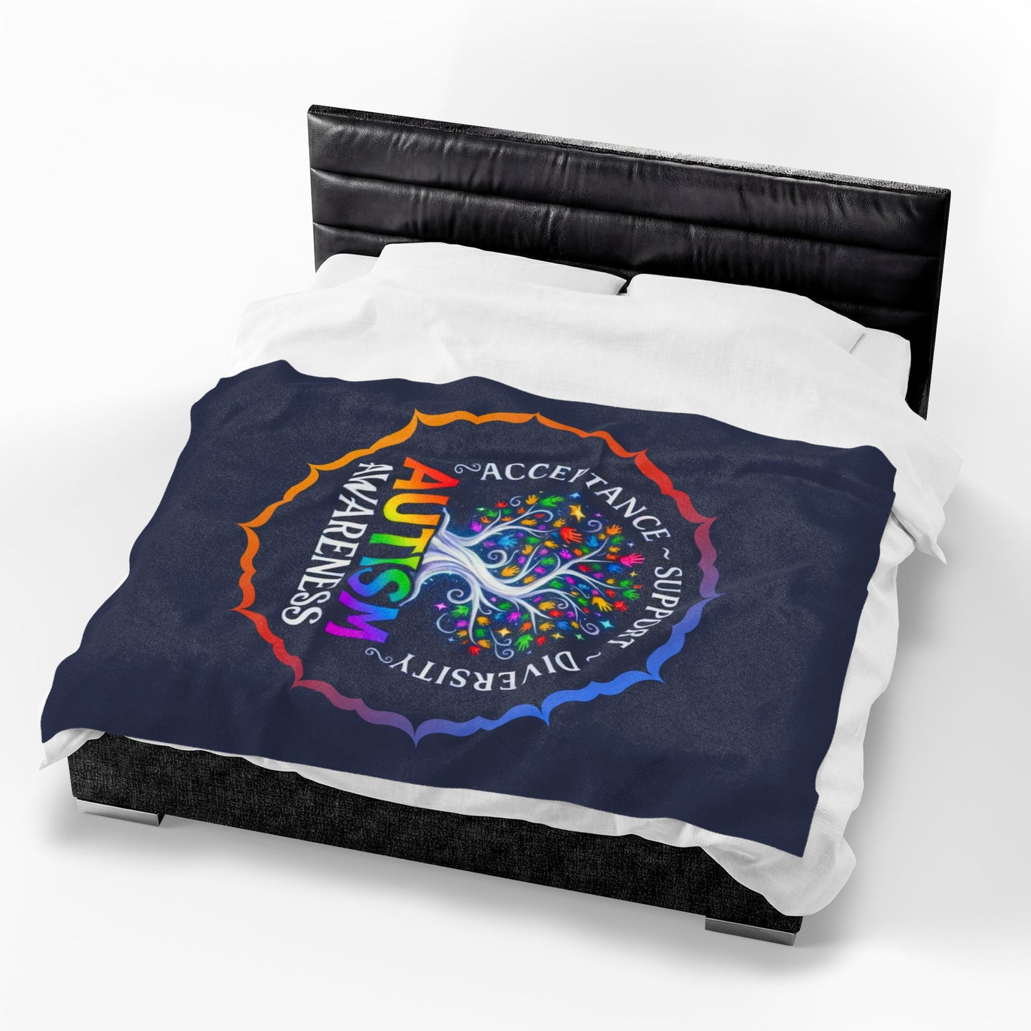 Velveteen Plush Blanket: "Acceptance-Support-Diversity" Autism Awareness