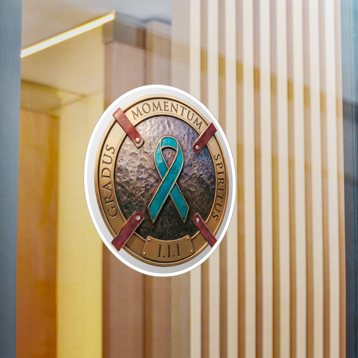 All-Weather Vinyl Decal: PTSD Awareness Ribbon Crest