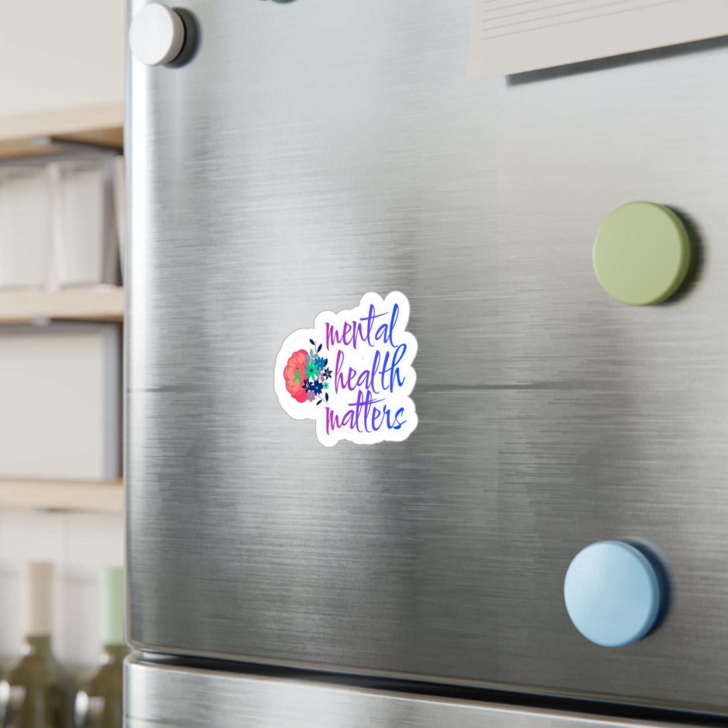 All-Weather Vinyl Decal: Mental Health Matters with Brain & Floral Design